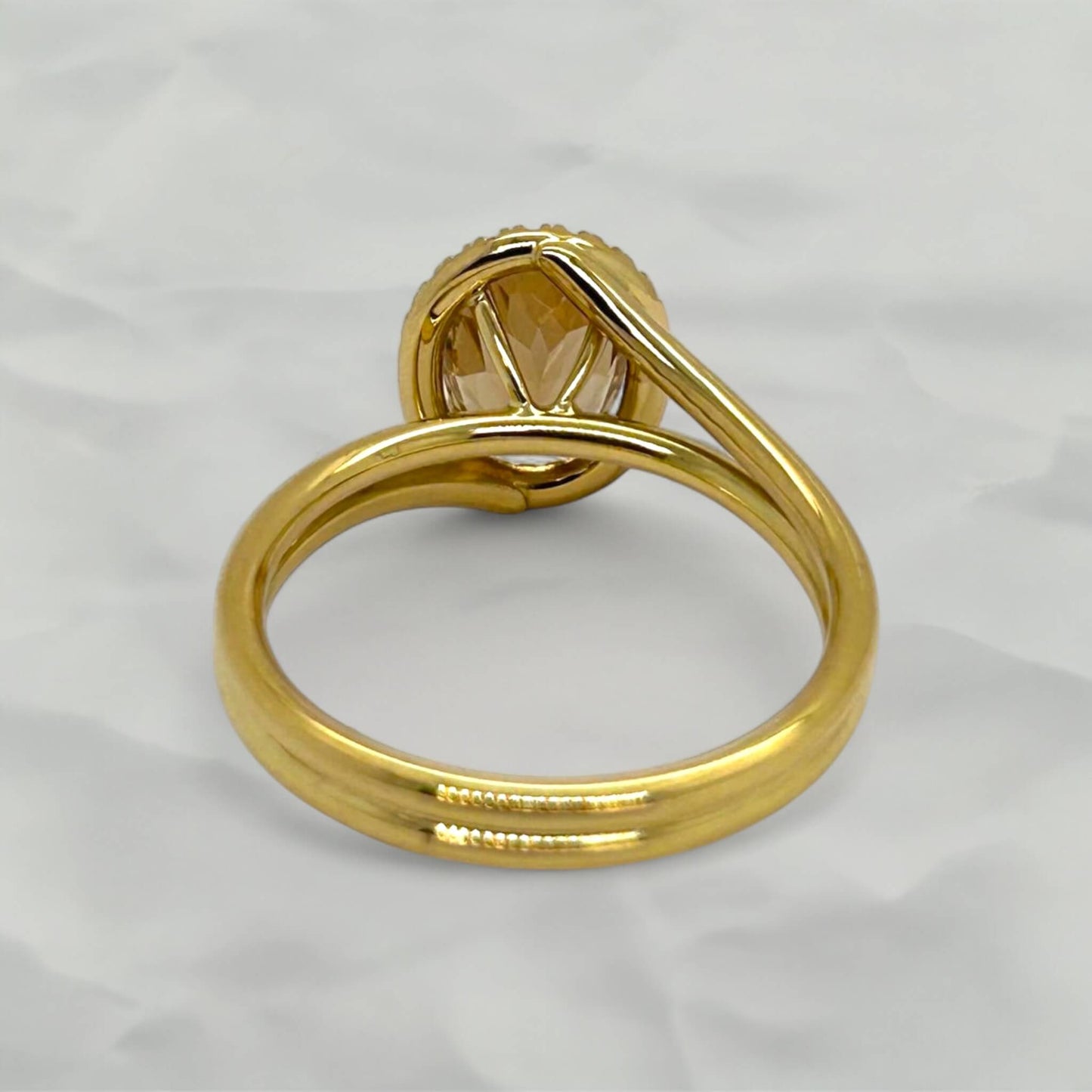 Oval Tourmaline Entourage Spiral Ring with Diamond Contour