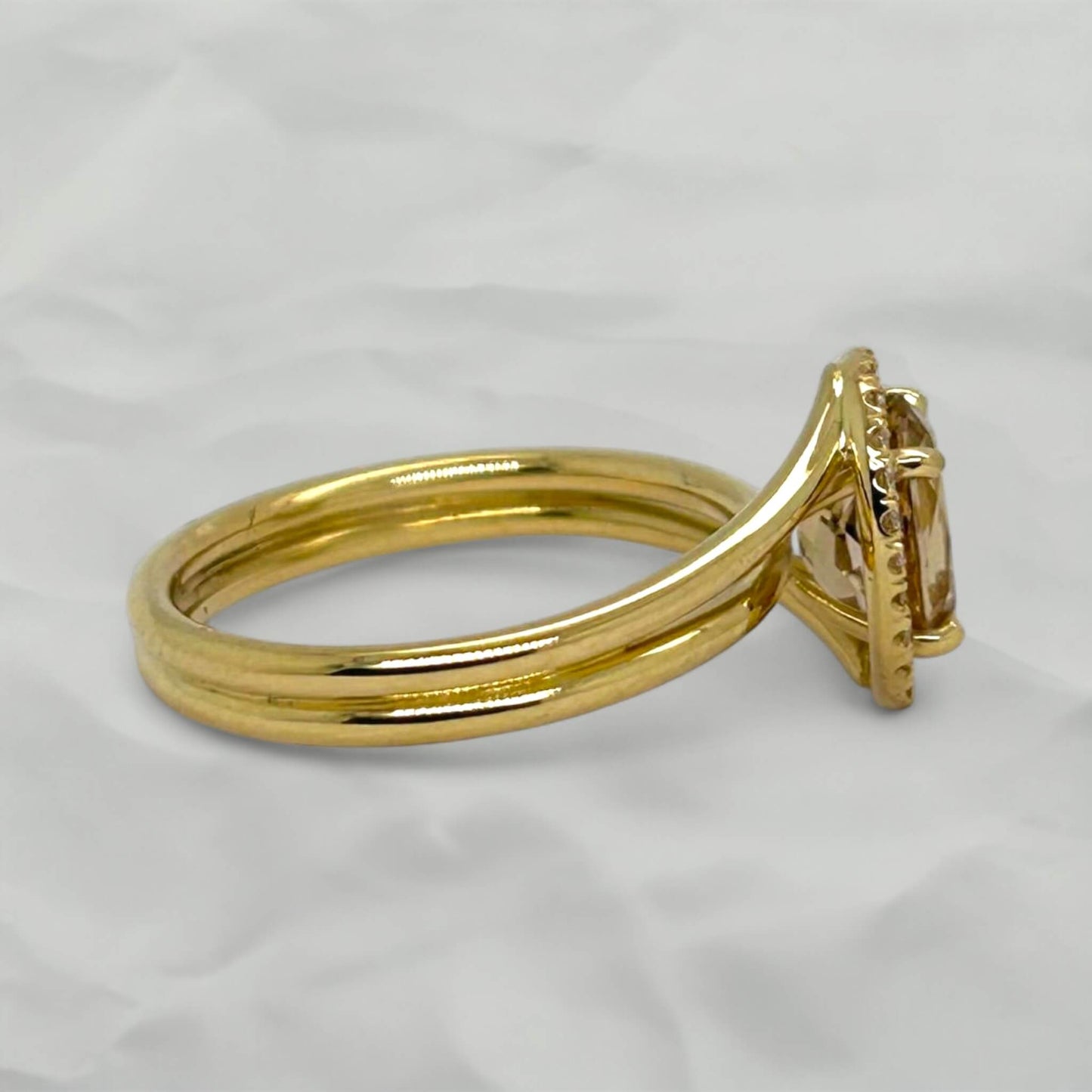 Oval Tourmaline Entourage Spiral Ring with Diamond Contour