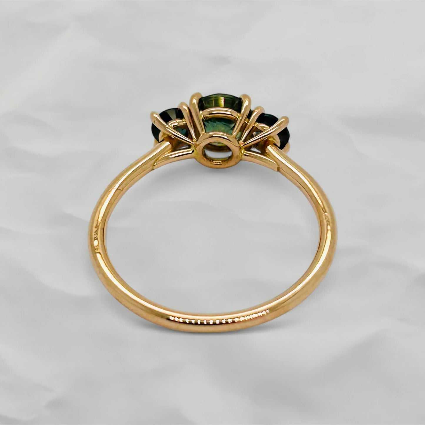 Trilogy Ring with Green and Blue Sapphires