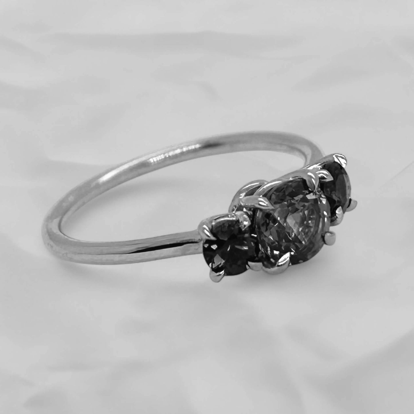 Trilogy Ring with Green and Blue Sapphires