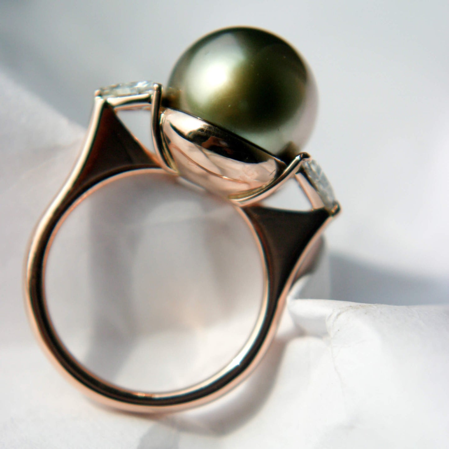 South Sea Pearl Solitaire with Trillion-Cut Diamond Shoulders