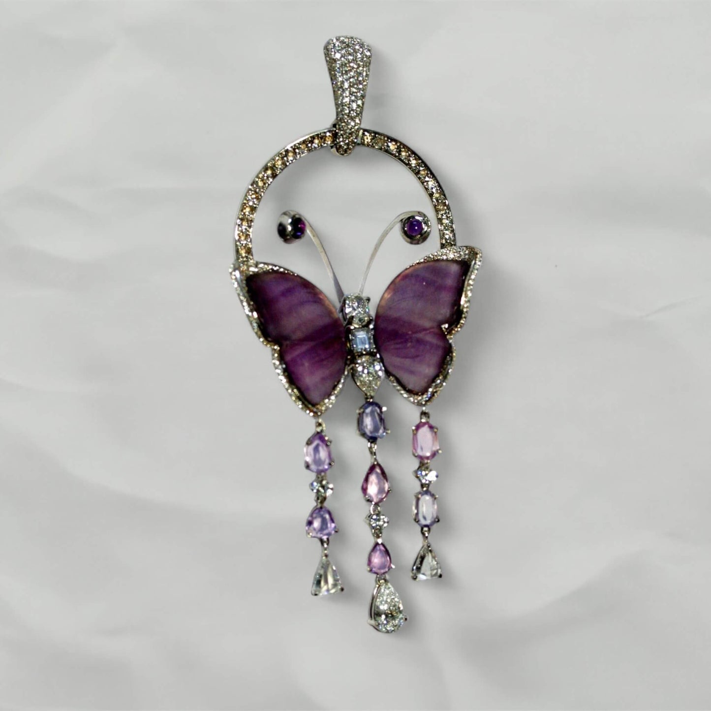Butterfly Pendant with Amethysts and Sapphires