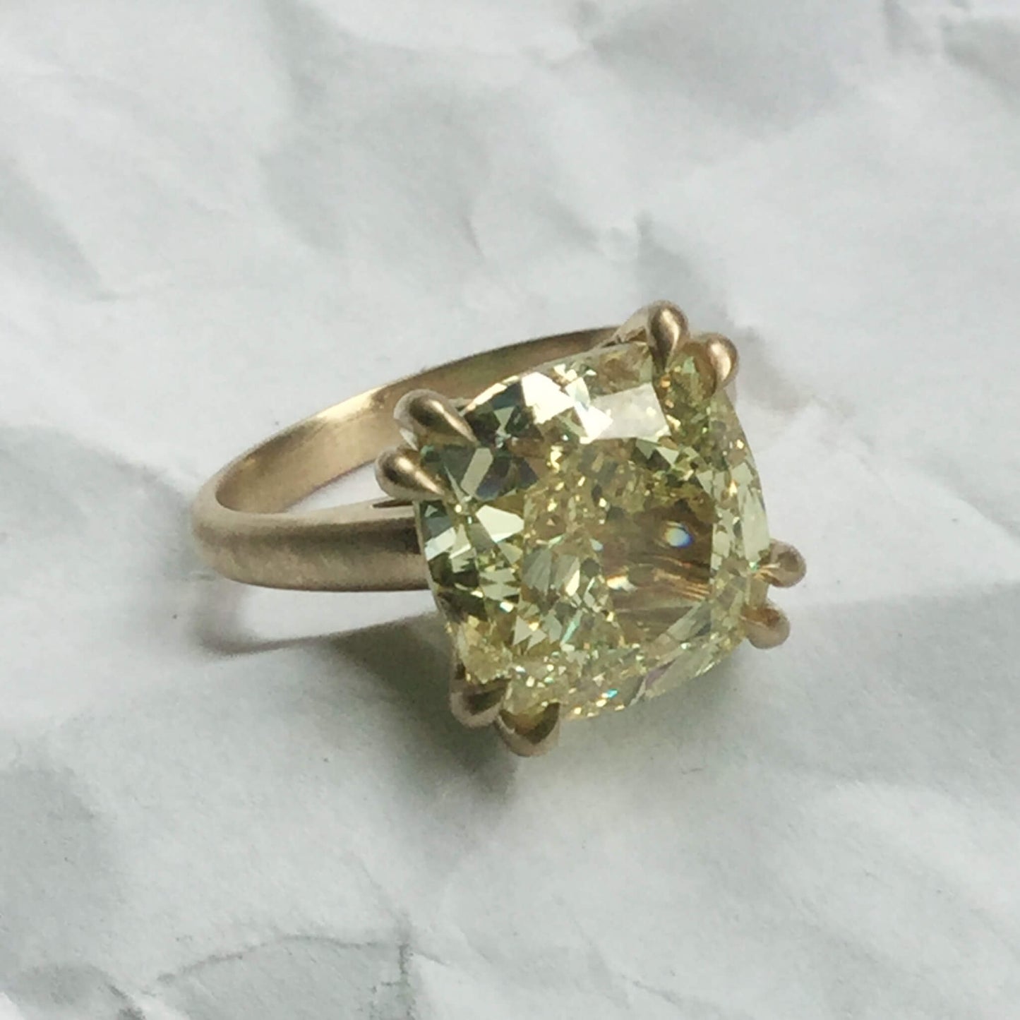 Cushion Cut Yellow Diamond Solitaire Ring
