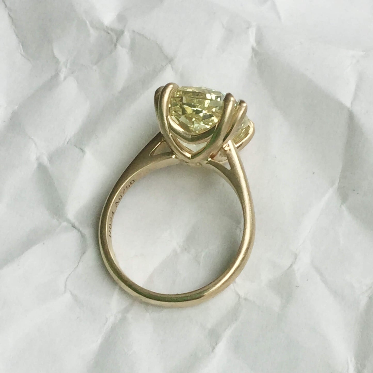Cushion Cut Yellow Diamond Solitaire Ring