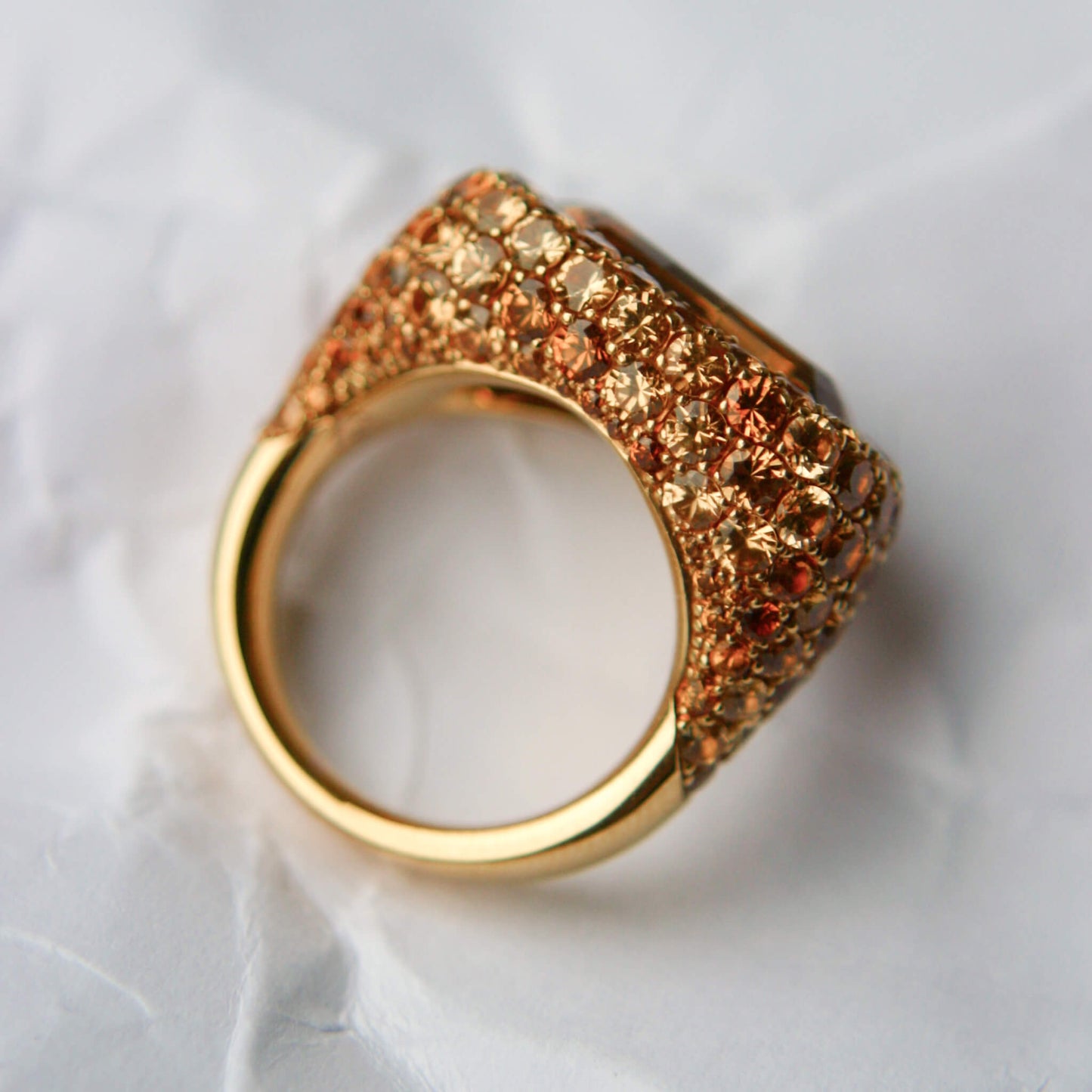 Yellow Gold Bombé Oval Solitaire Citrine with Brilliant-Cut Citrine Accents