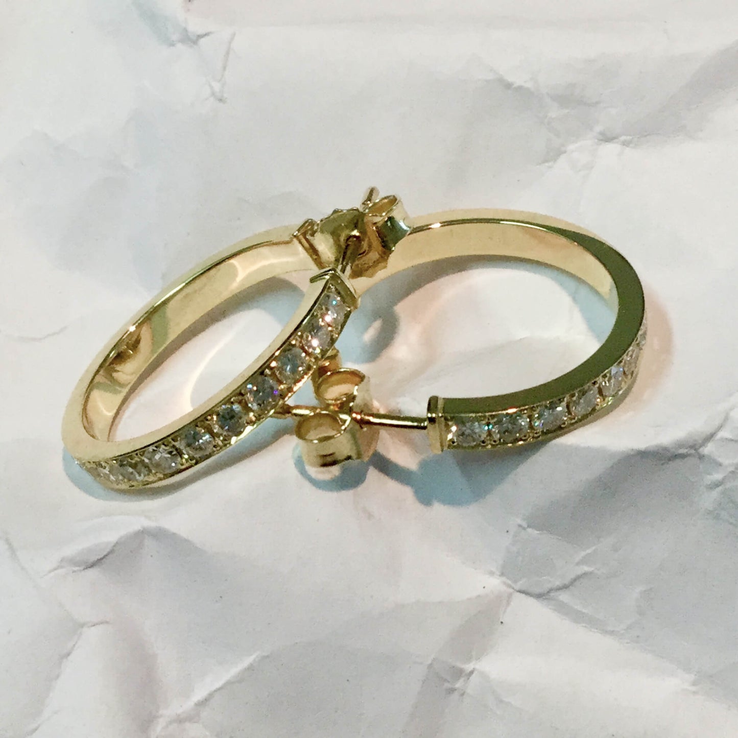 Creole Earrings with Brilliant Diamonds in Pavé Setting