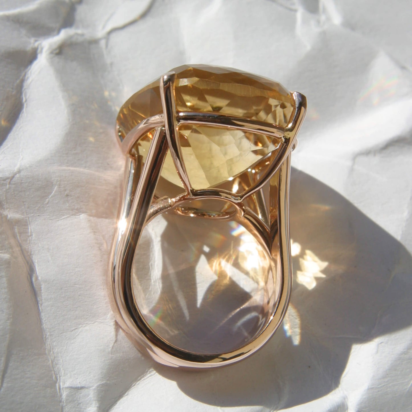 Cushion-Cut Smoky Quartz Solitaire Ring