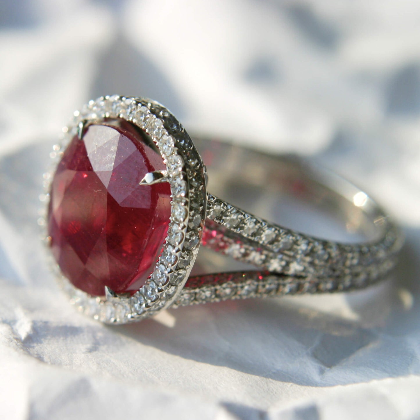 Oval Padparadscha Sapphire Entourage Ring
