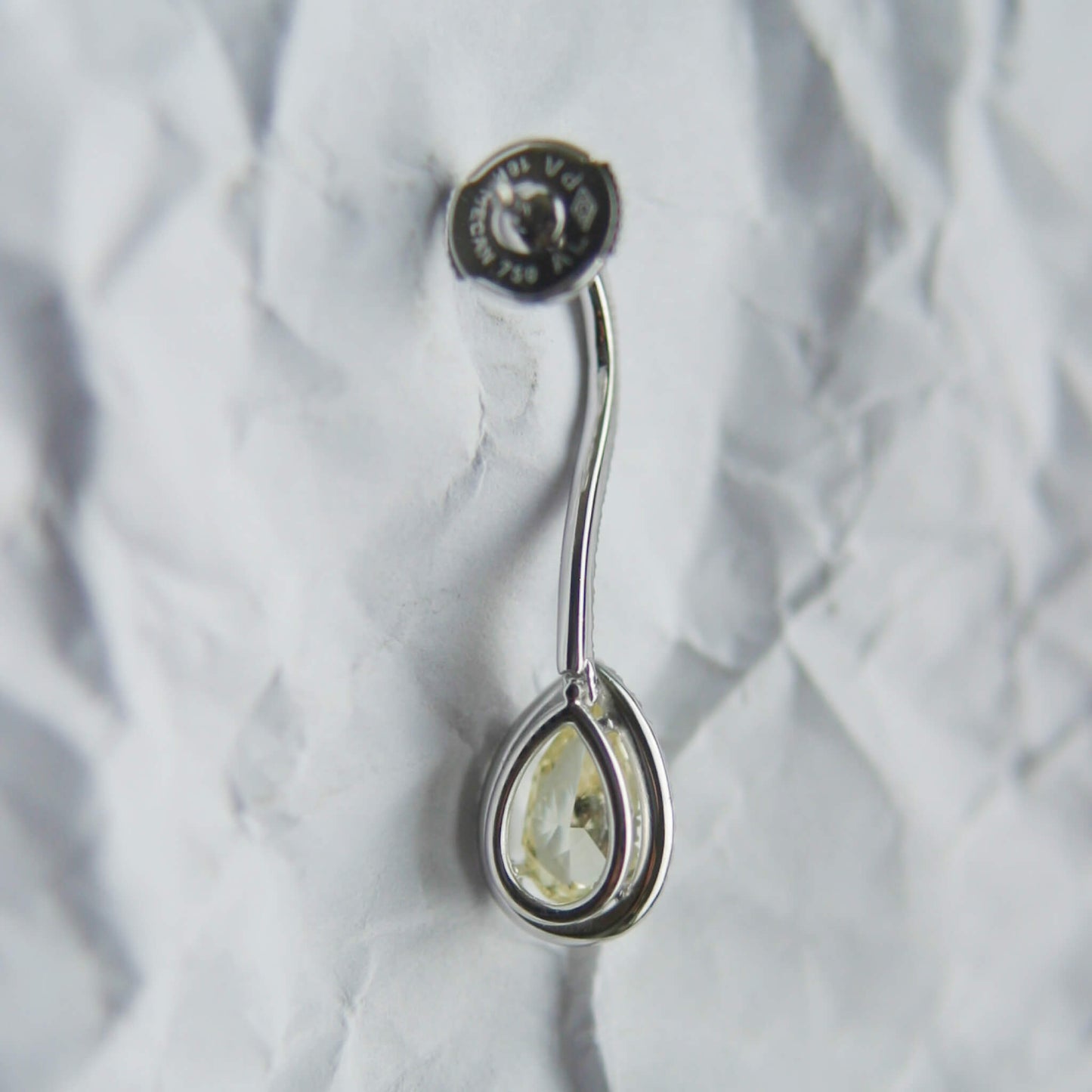 Yellow Pear-Shaped Diamond Pendant Earrings with Brilliant-Cut Diamond Contour