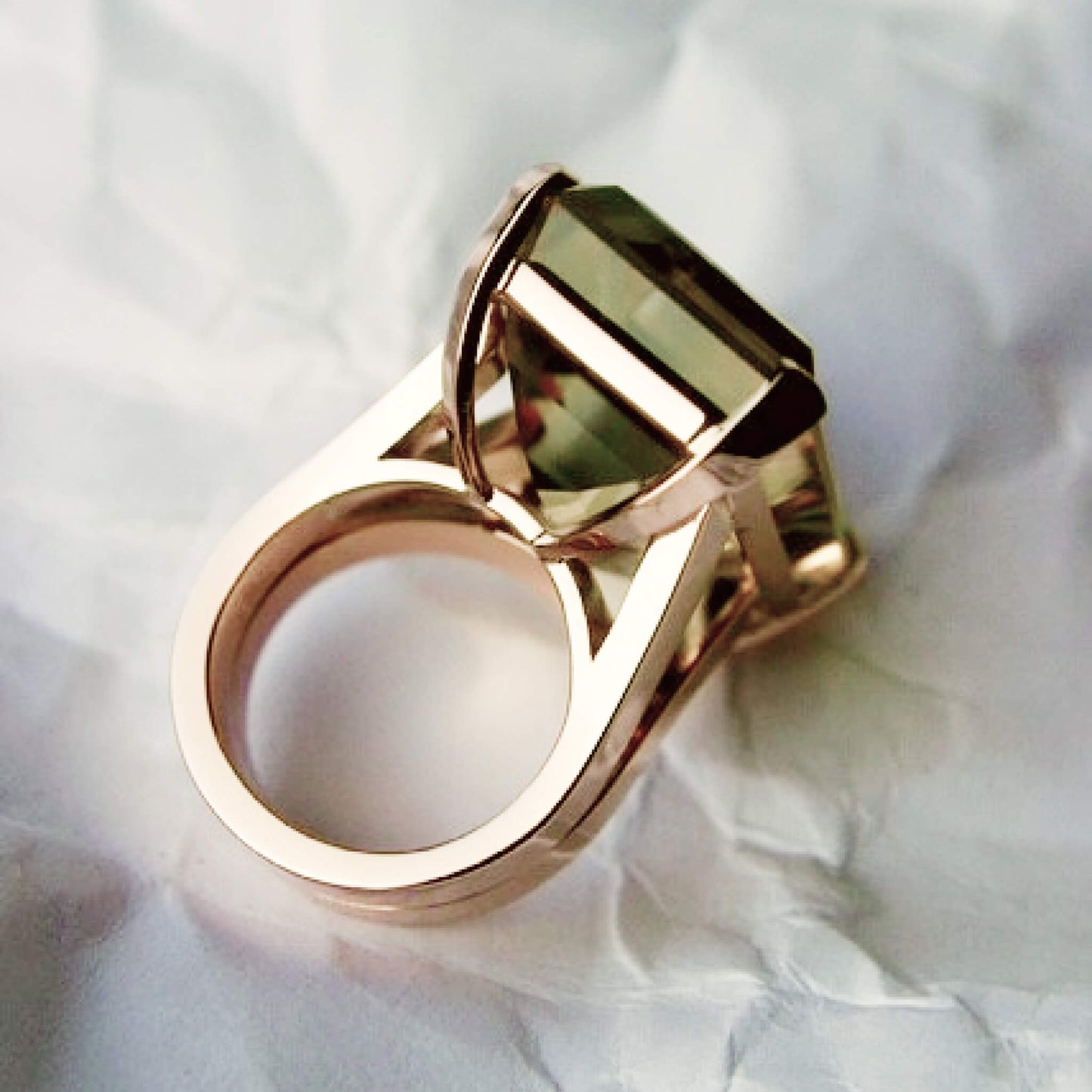 Emerald-Cut Smoky Quartz Solitaire Ring in Rose Gold