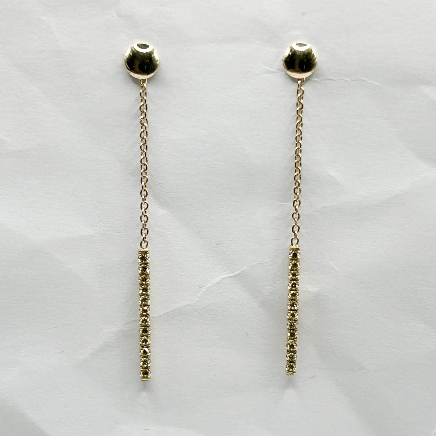 Golden Bar & Pearl Drop Earrings with Diamonds