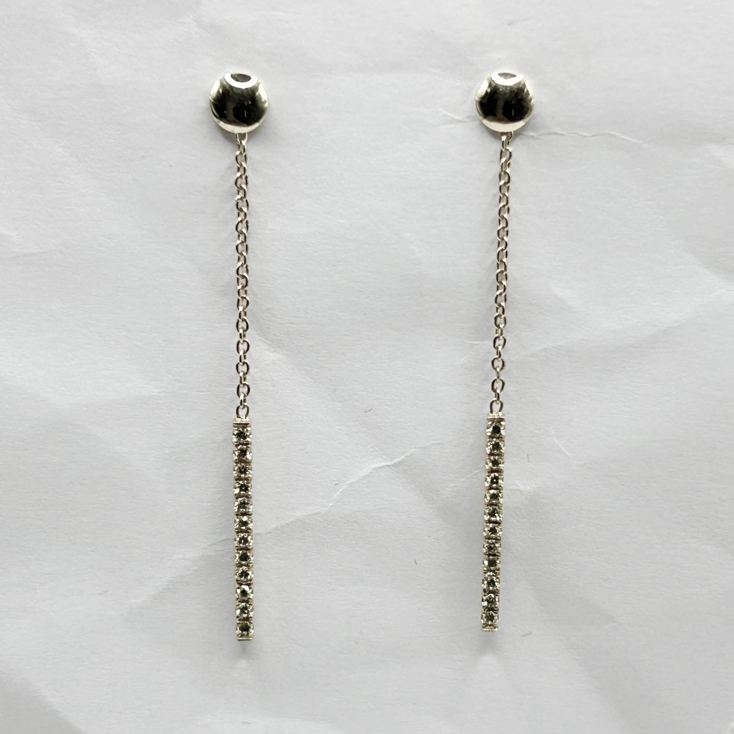 Golden Bar & Pearl Drop Earrings with Diamonds