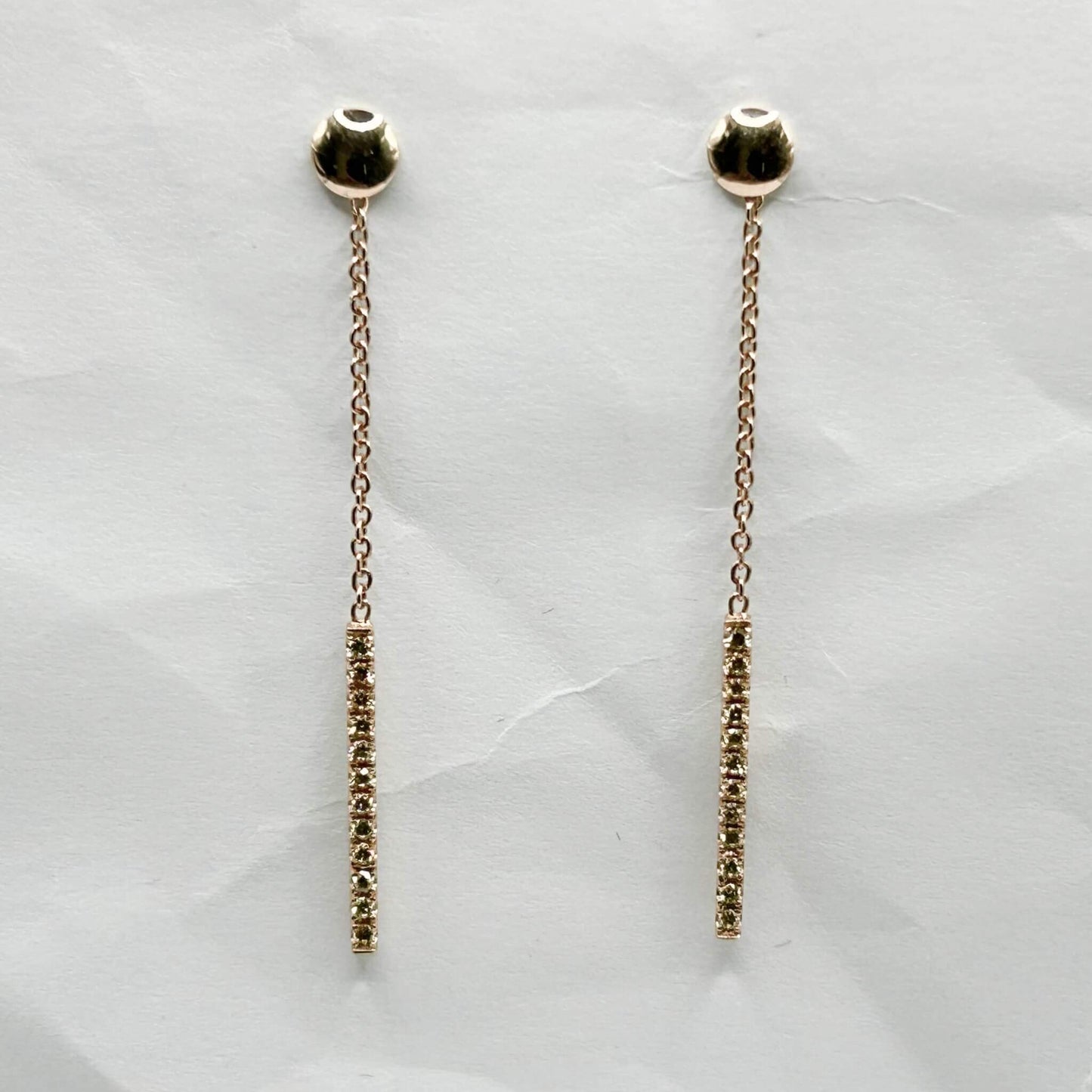 Golden Bar & Pearl Drop Earrings with Diamonds