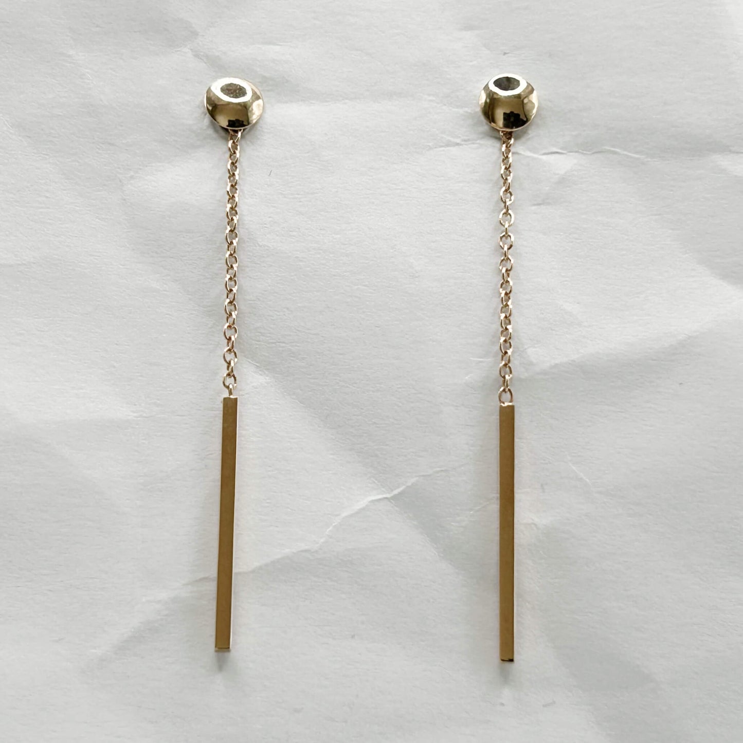 Golden Bar & Pearl Drop Earrings