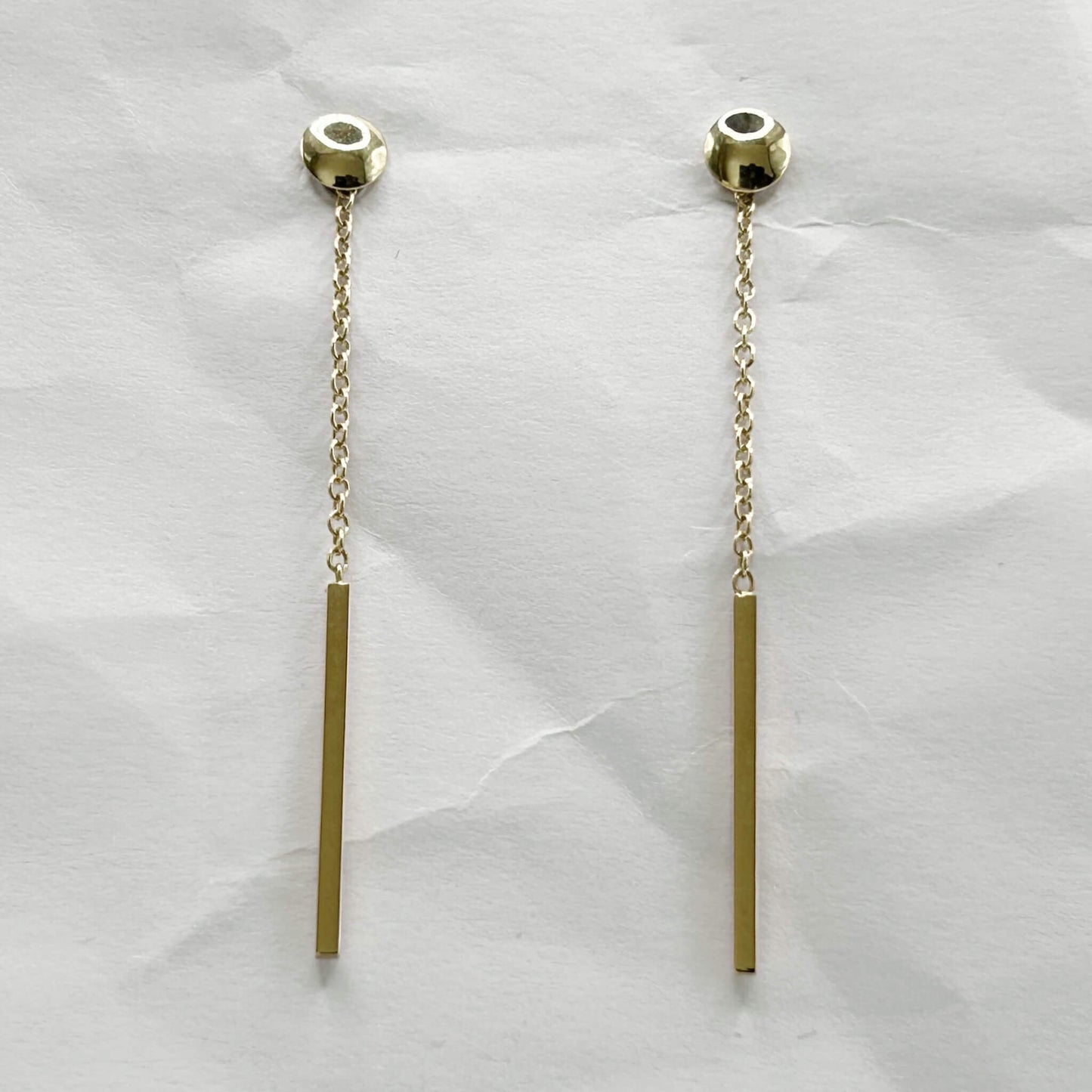 Golden Bar & Pearl Drop Earrings