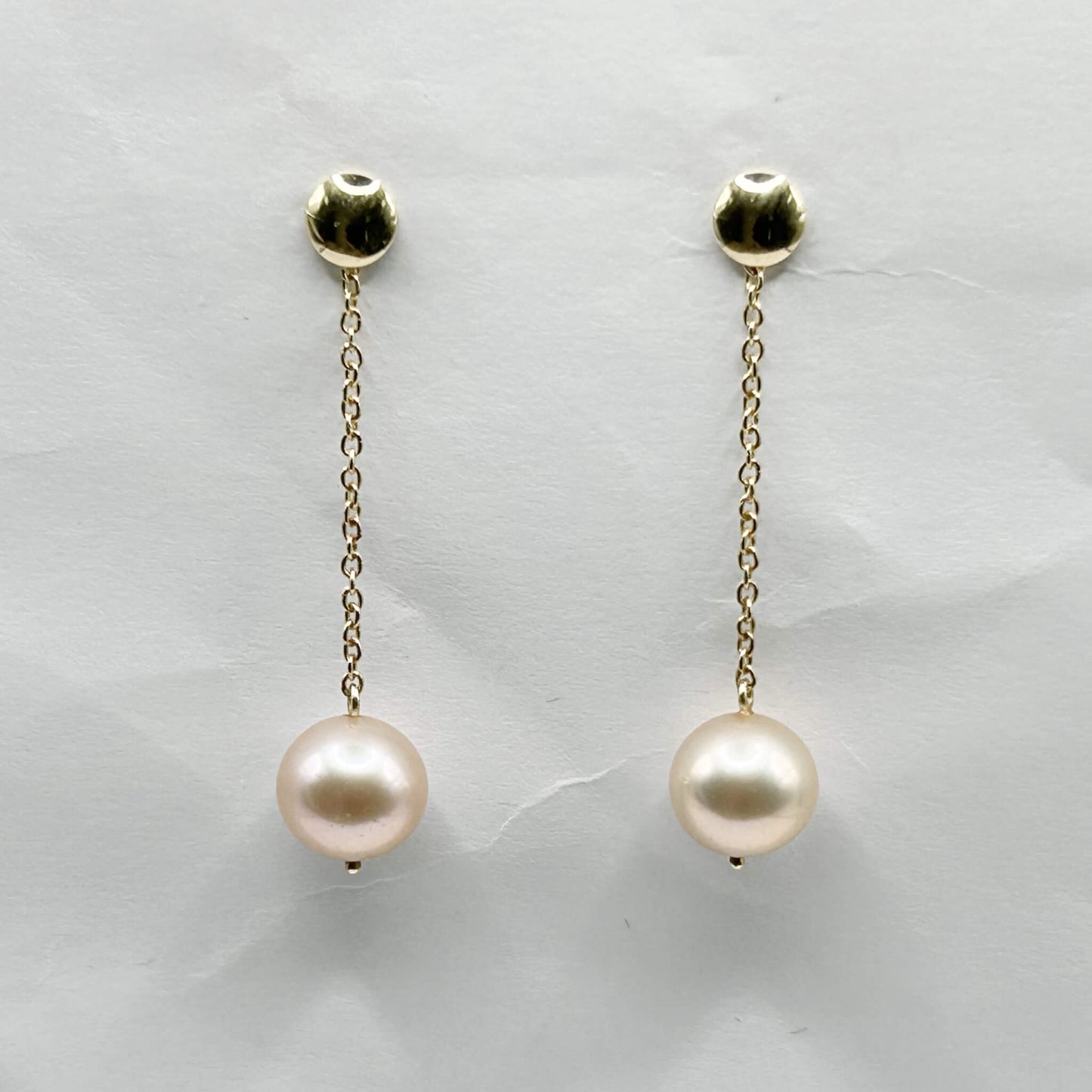 Golden Bar & Pearl Drop Earrings with Diamonds
