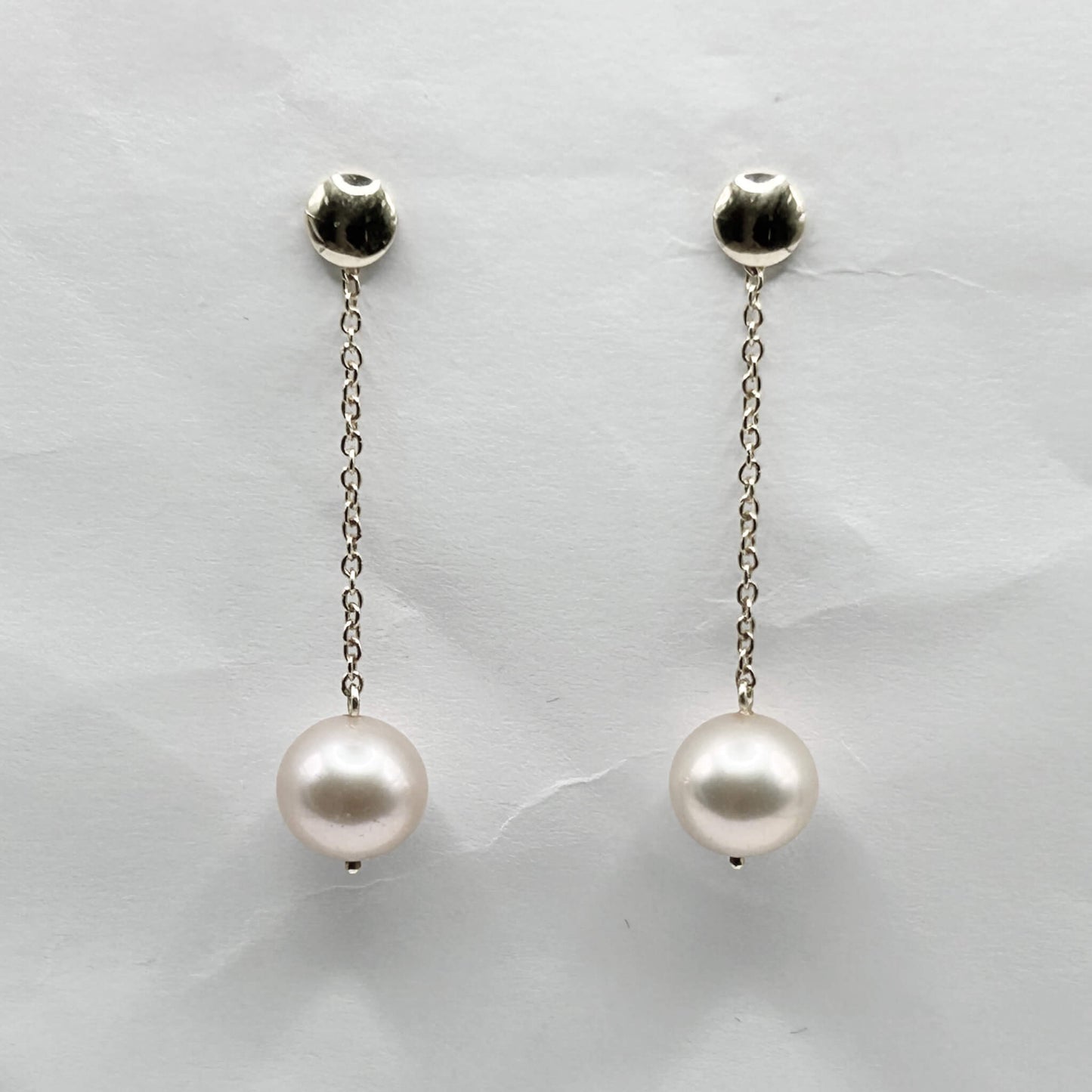 Golden Bar & Pearl Drop Earrings with Diamonds