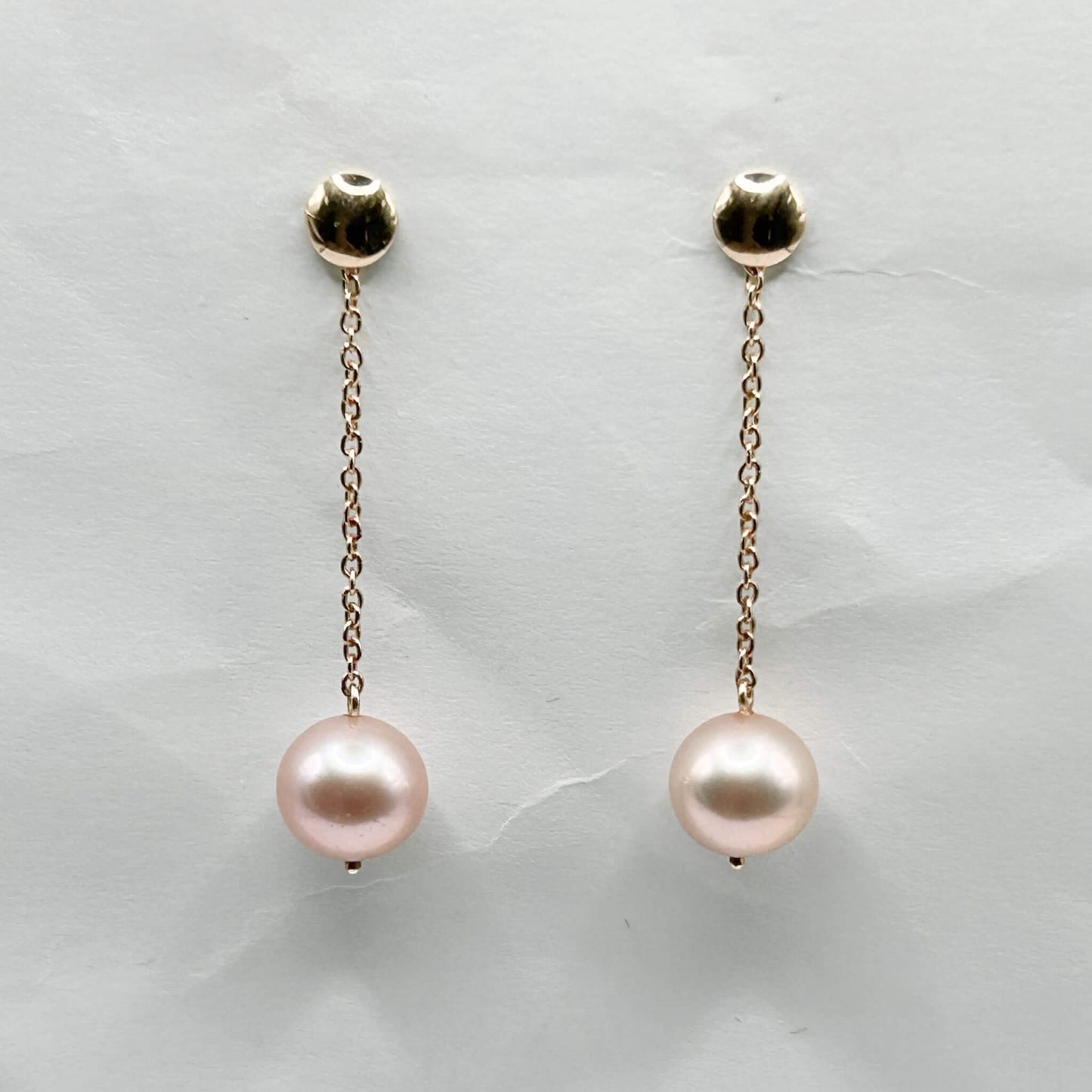 Golden Bar & Pearl Drop Earrings with Diamonds