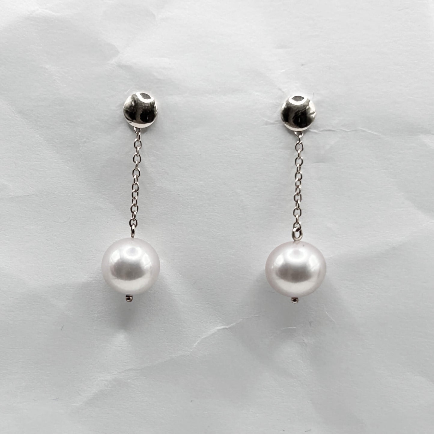 Golden Bar & Pearl Drop Earrings