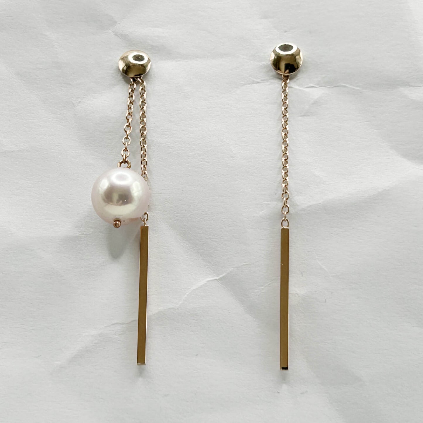 Golden Bar & Pearl Drop Earrings