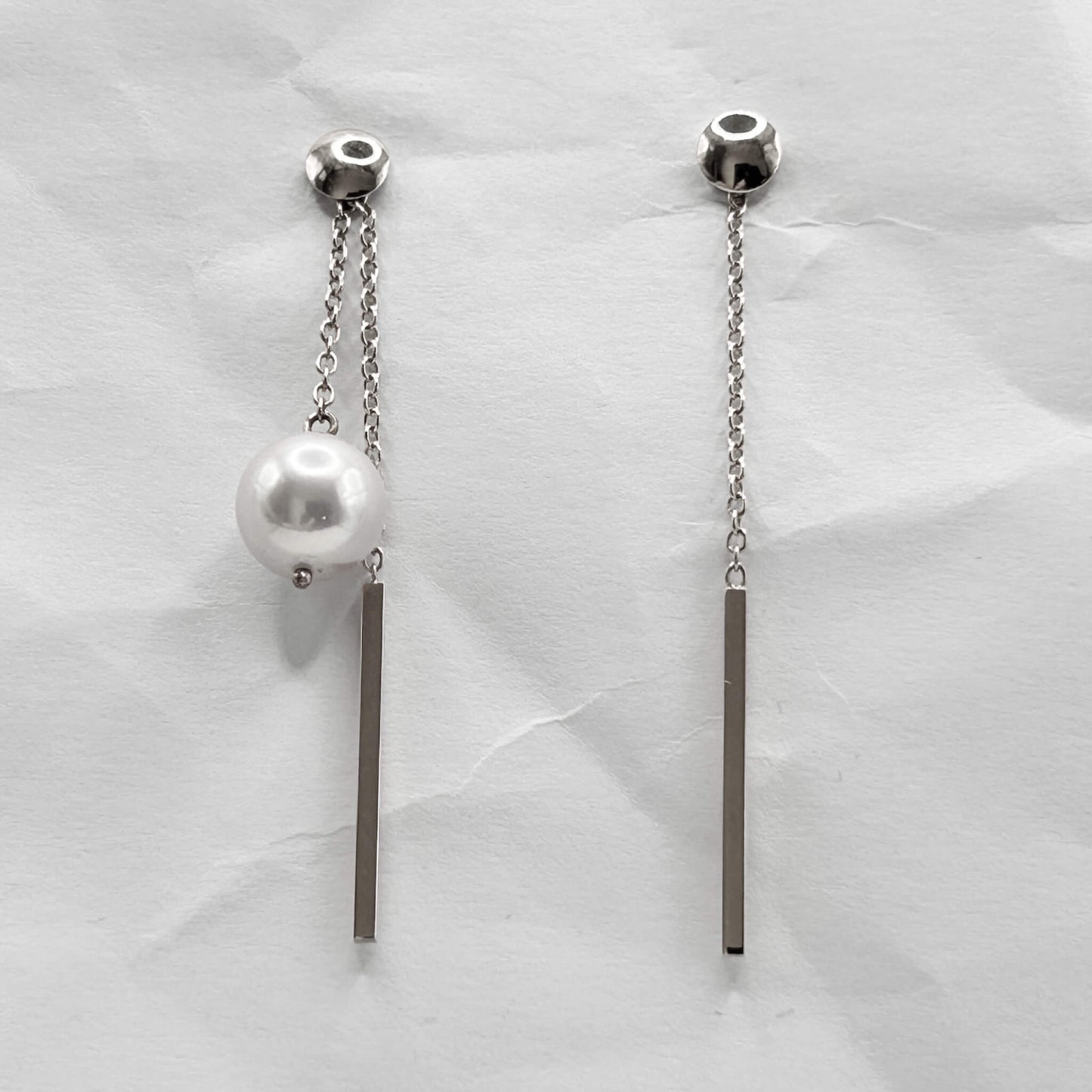 Golden Bar & Pearl Drop Earrings