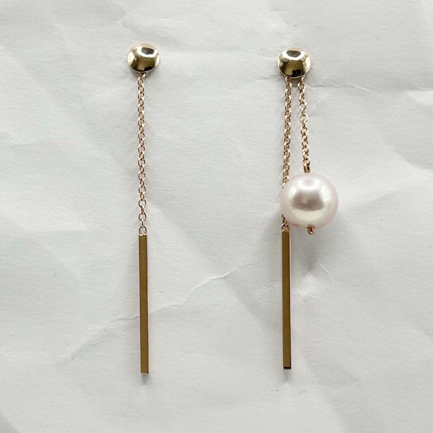 Golden Bar & Pearl Drop Earrings