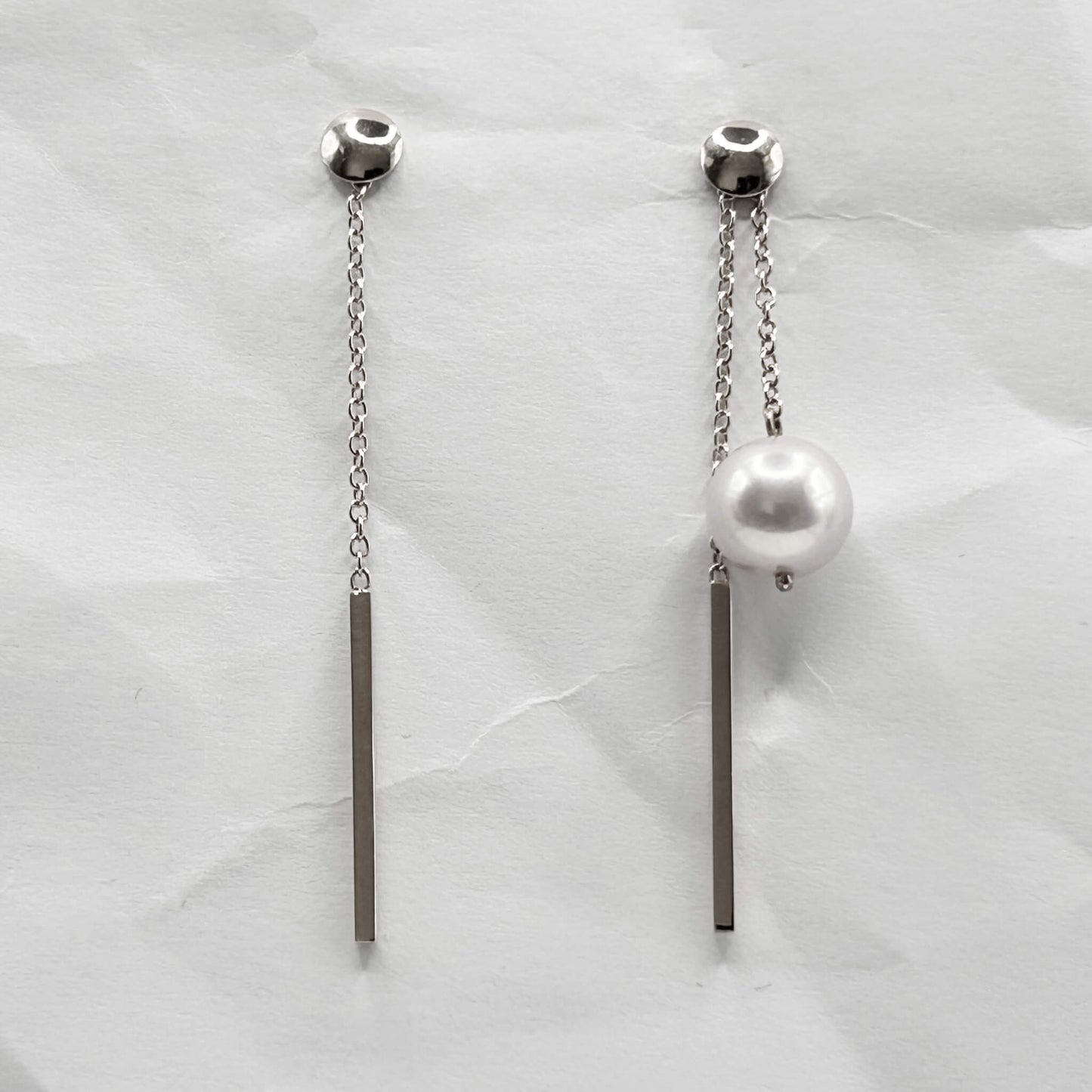 Golden Bar & Pearl Drop Earrings