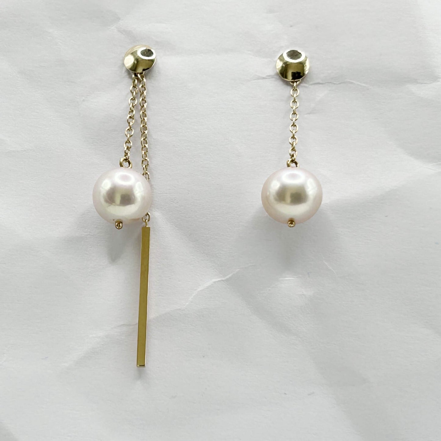 Golden Bar & Pearl Drop Earrings