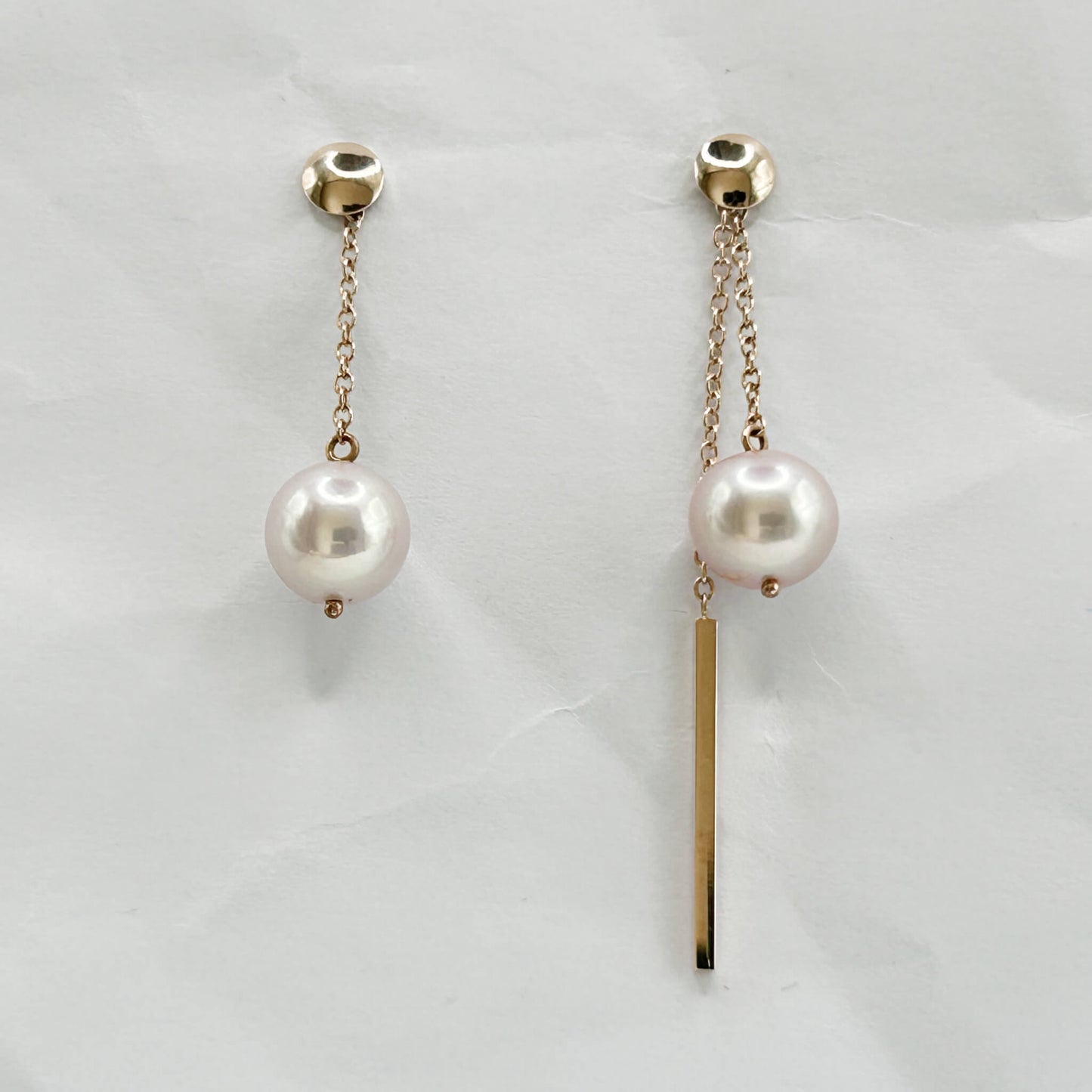 Golden Bar & Pearl Drop Earrings