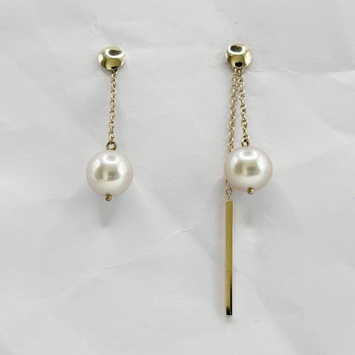 Golden Bar & Pearl Drop Earrings