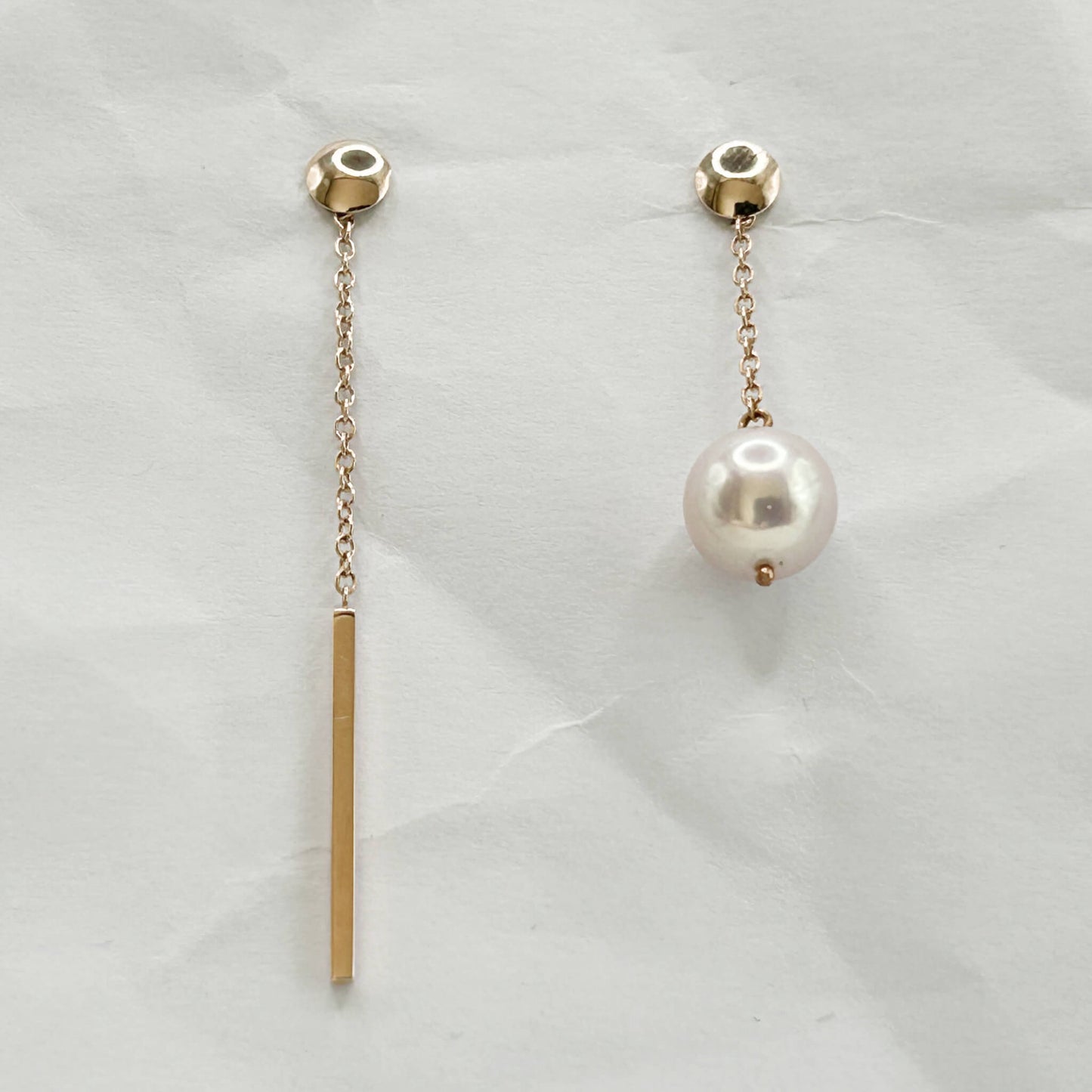 Golden Bar & Pearl Drop Earrings