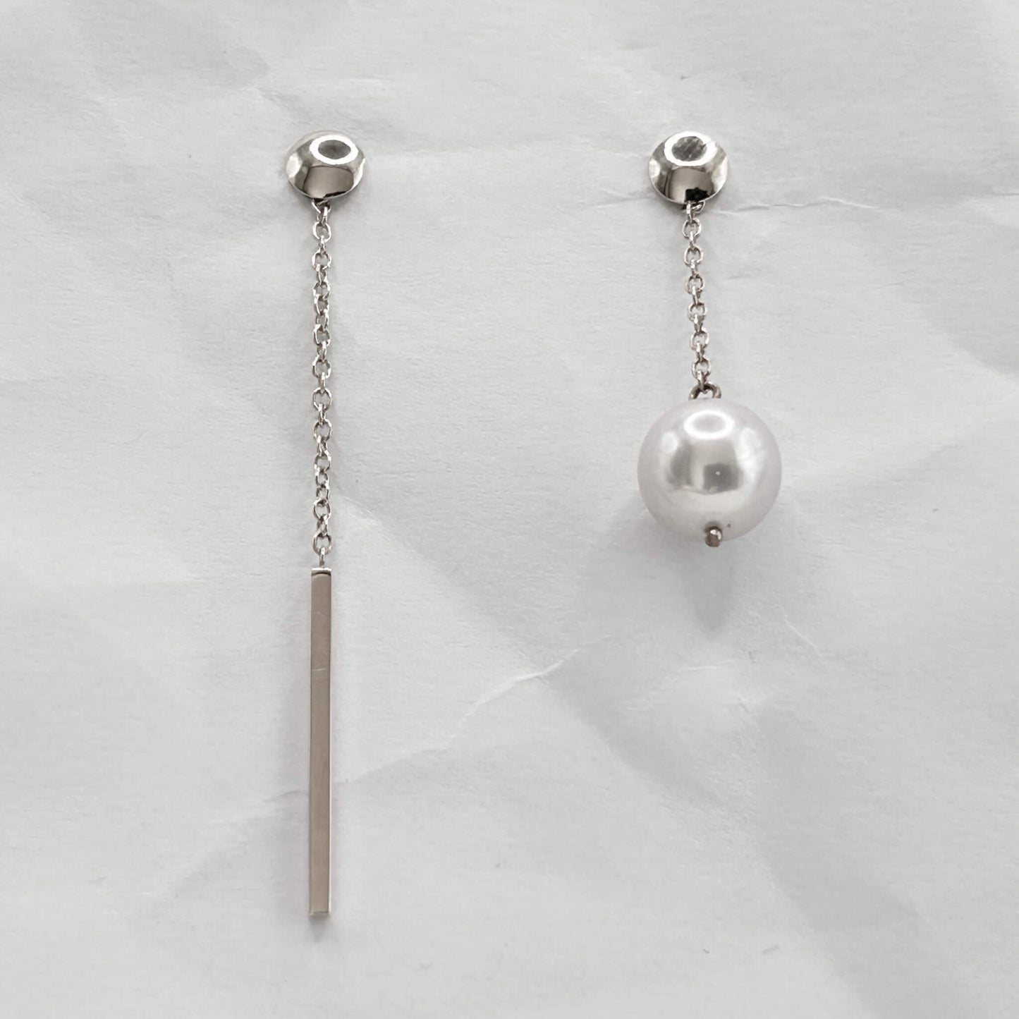 Golden Bar & Pearl Drop Earrings