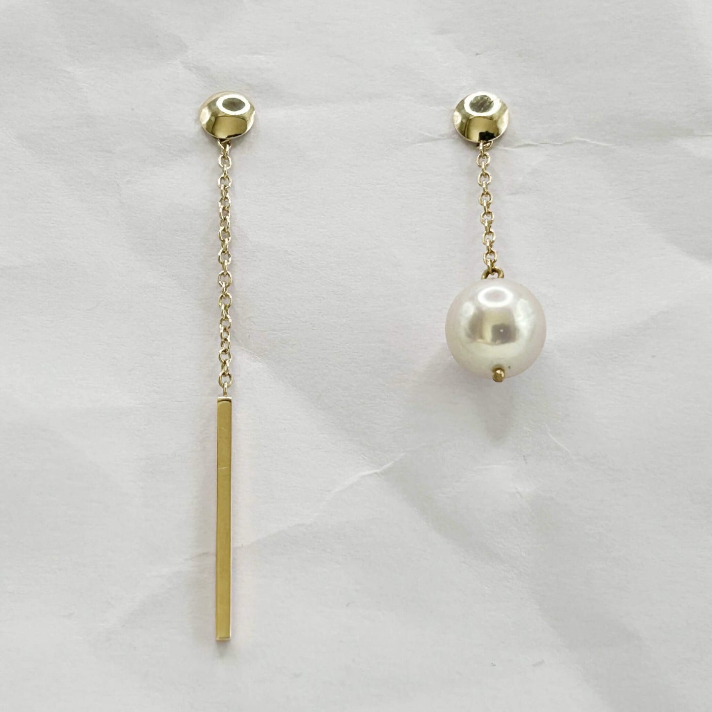 Golden Bar & Pearl Drop Earrings