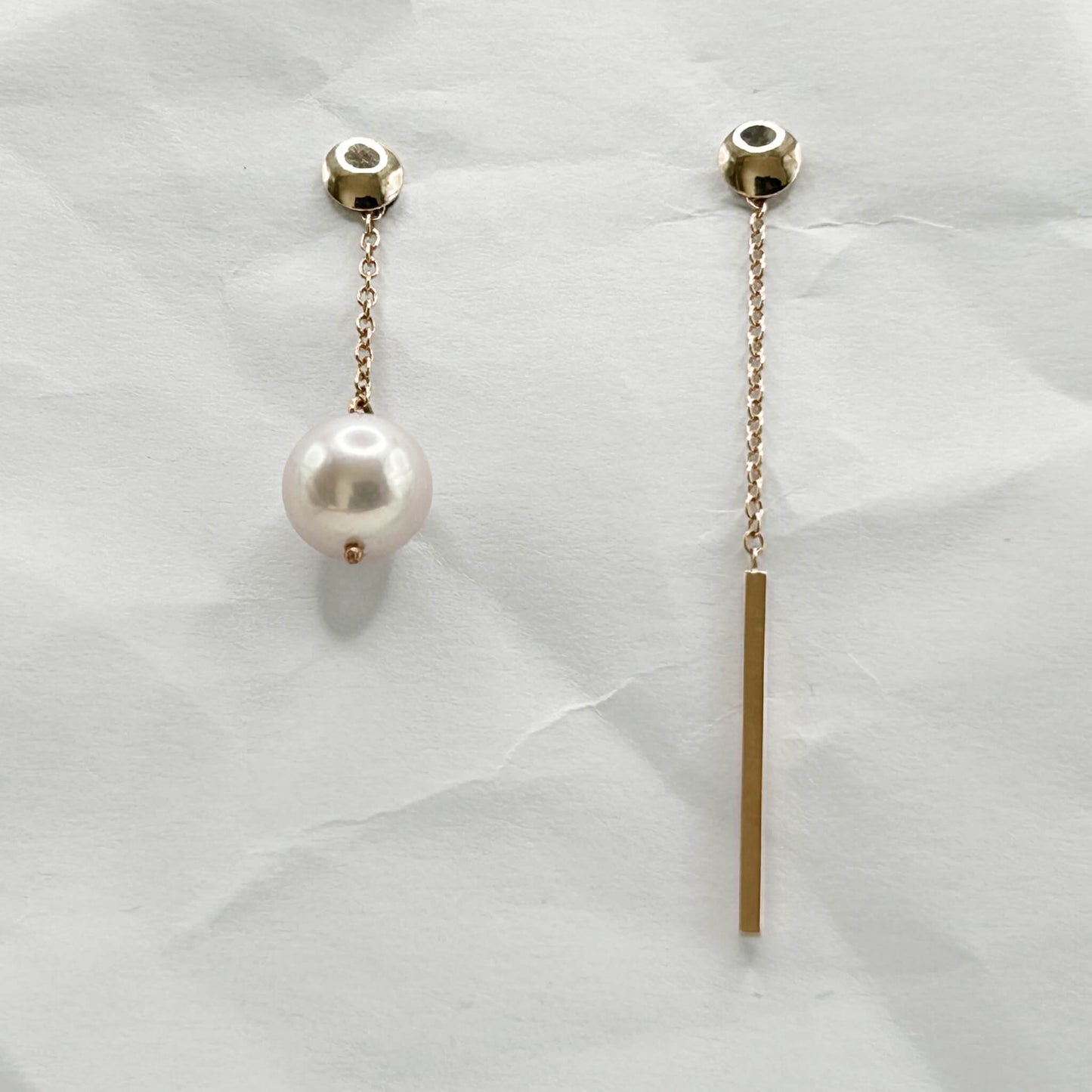 Golden Bar & Pearl Drop Earrings