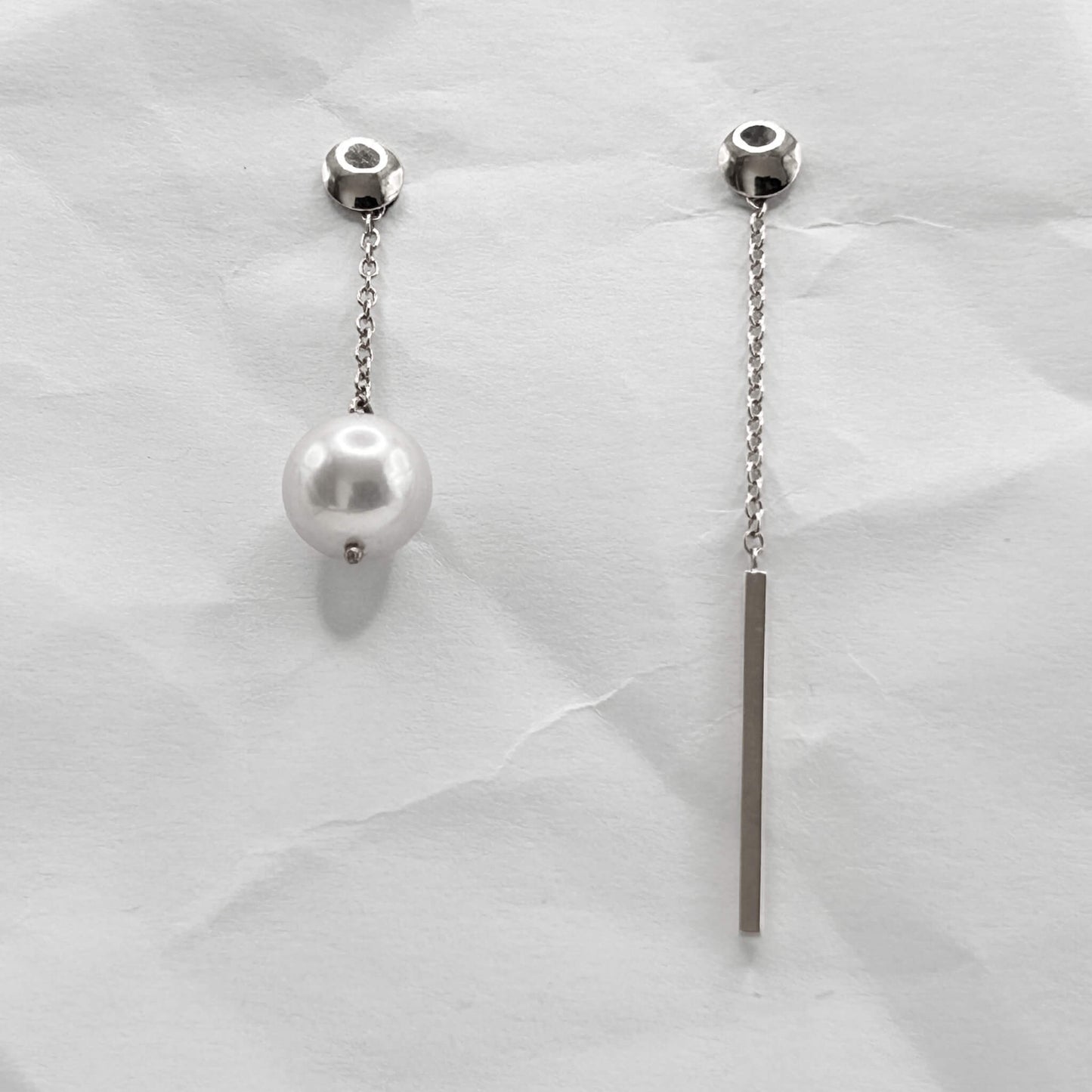 Golden Bar & Pearl Drop Earrings