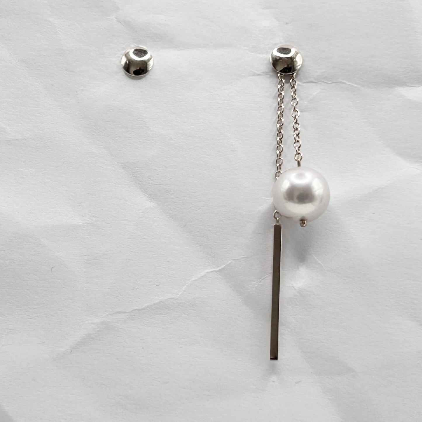 Golden Bar & Pearl Drop Earrings