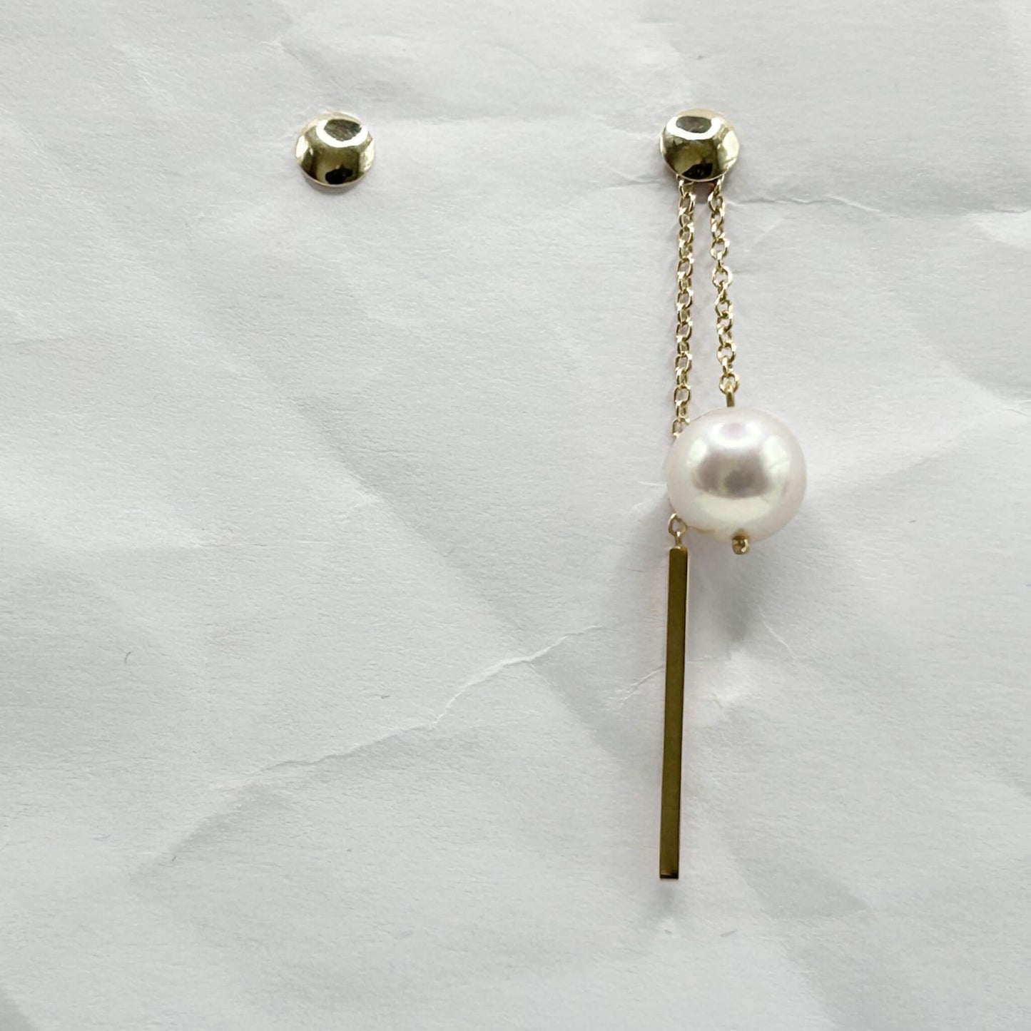 Golden Bar & Pearl Drop Earrings