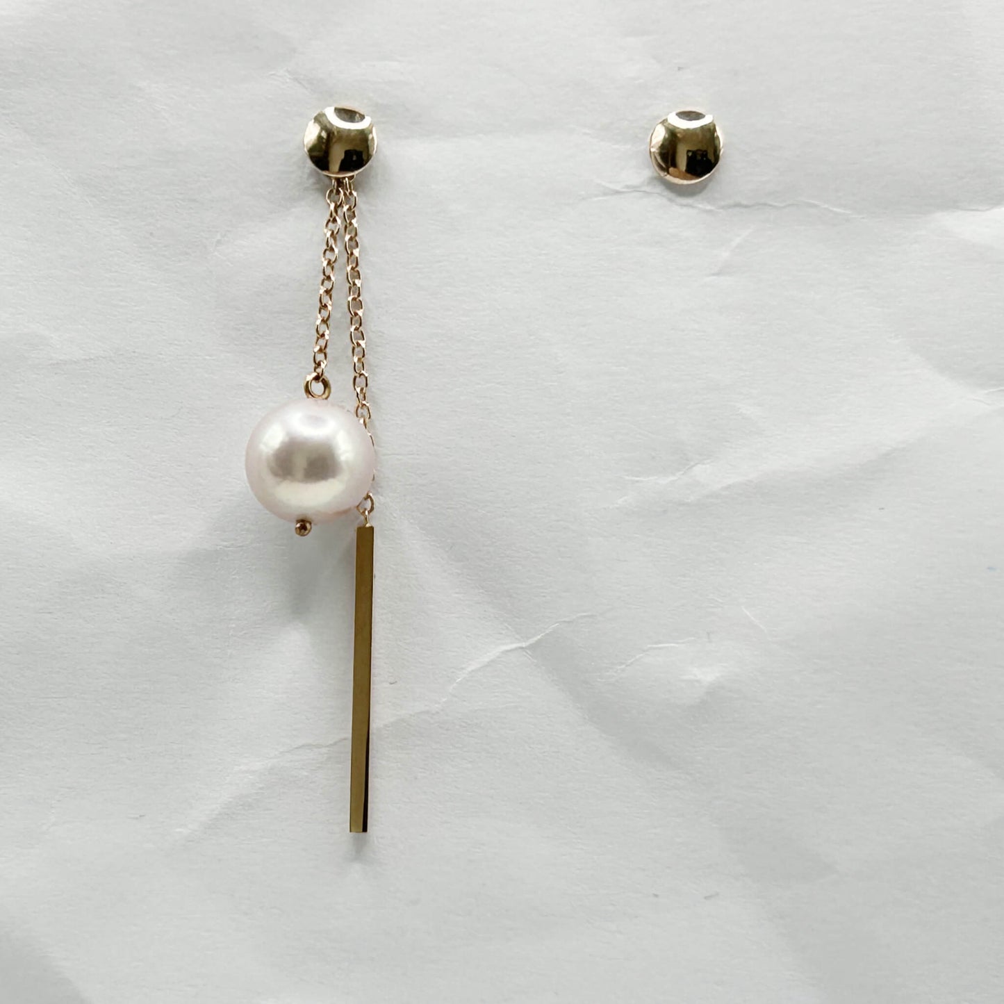 Golden Bar & Pearl Drop Earrings