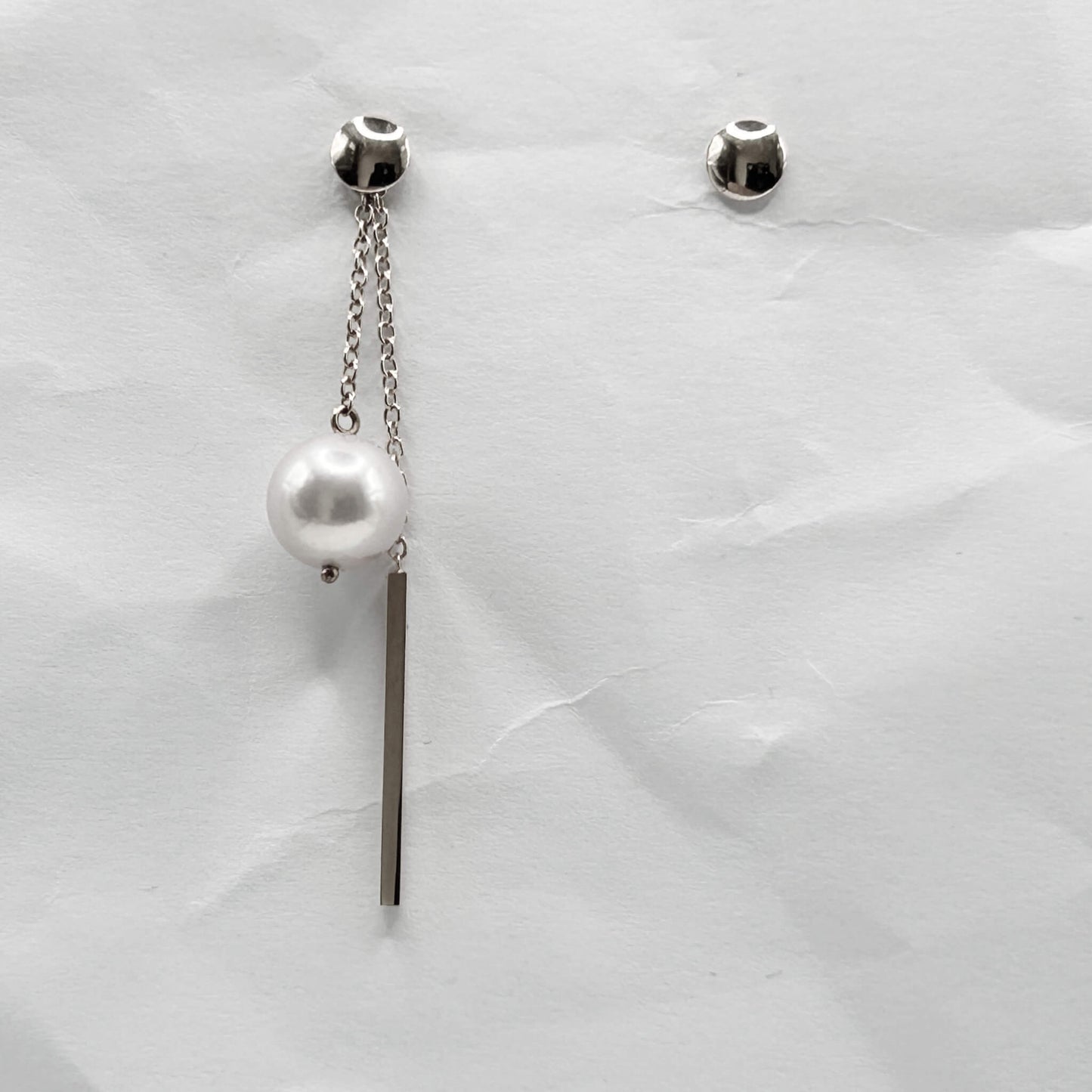 Golden Bar & Pearl Drop Earrings