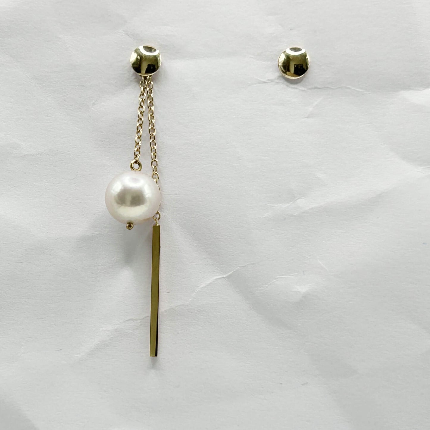 Golden Bar & Pearl Drop Earrings