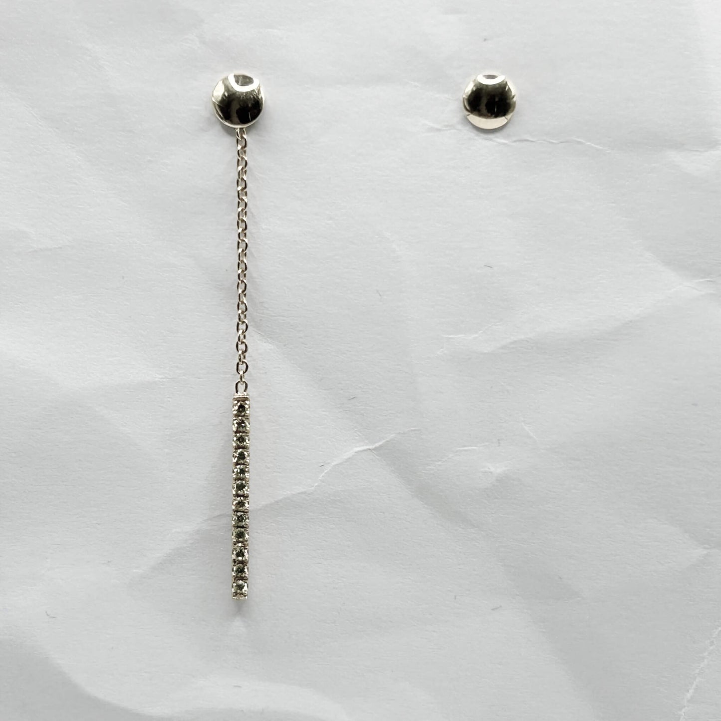 Golden Bar & Pearl Drop Earrings with Diamonds