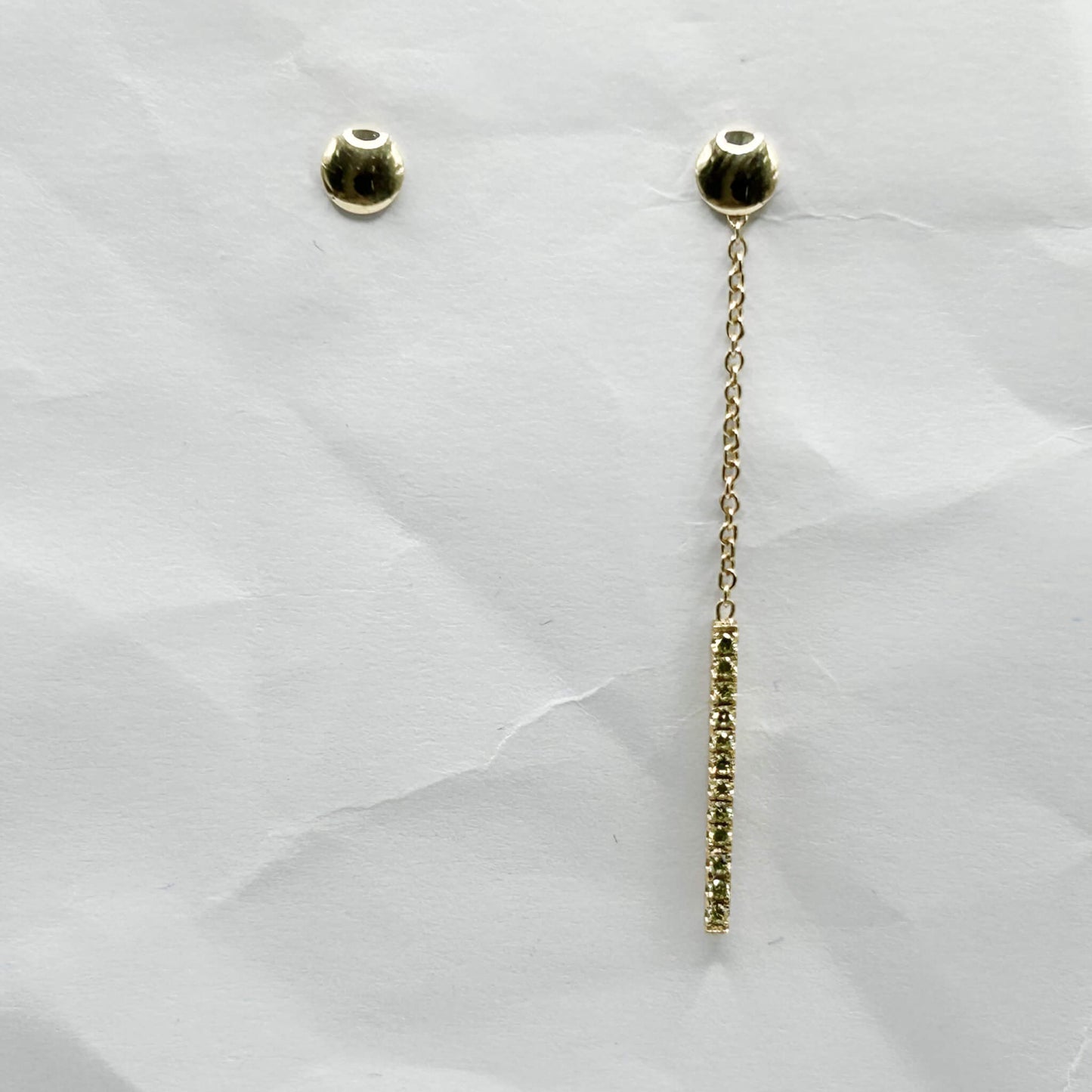 Golden Bar & Pearl Drop Earrings with Diamonds