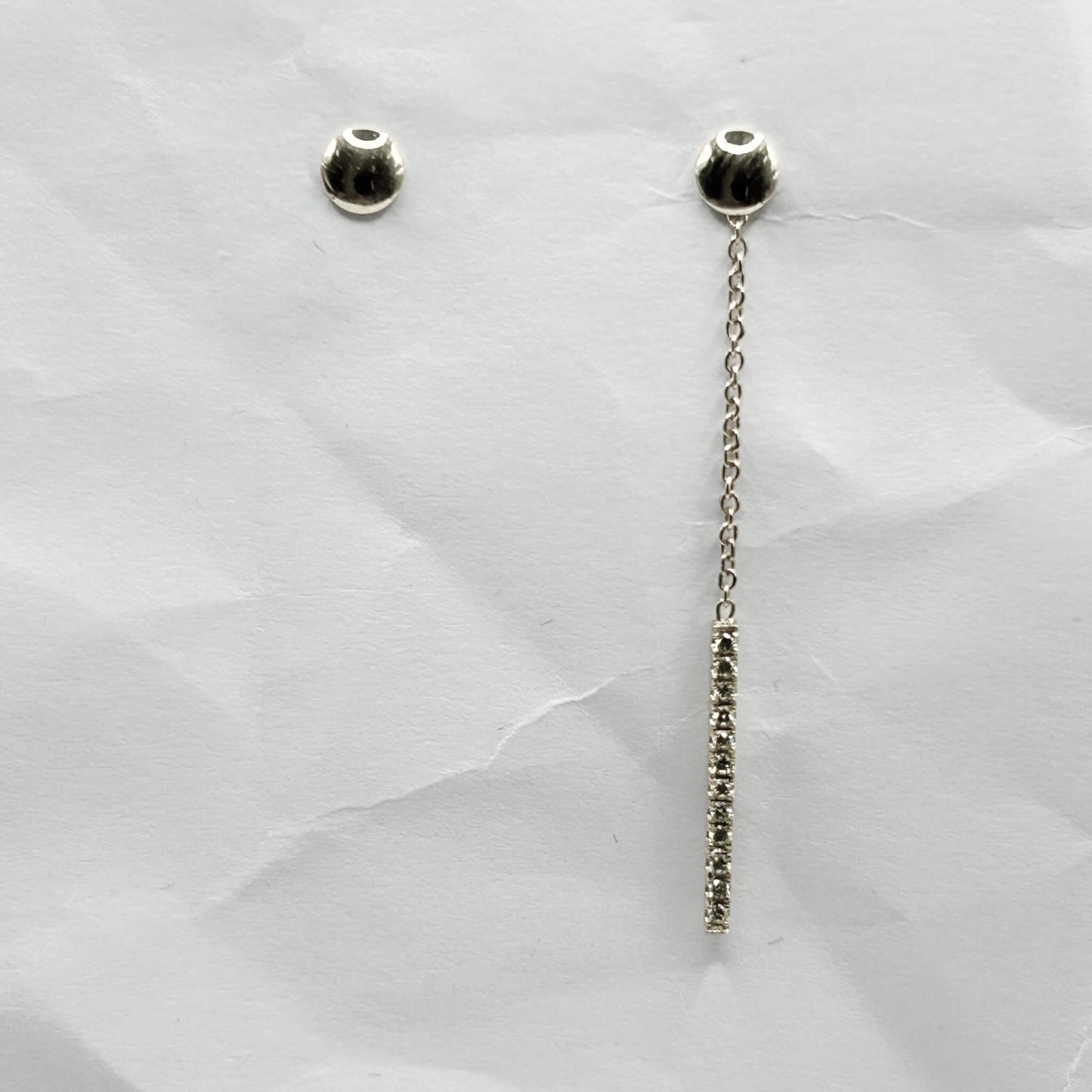 Golden Bar & Pearl Drop Earrings with Diamonds
