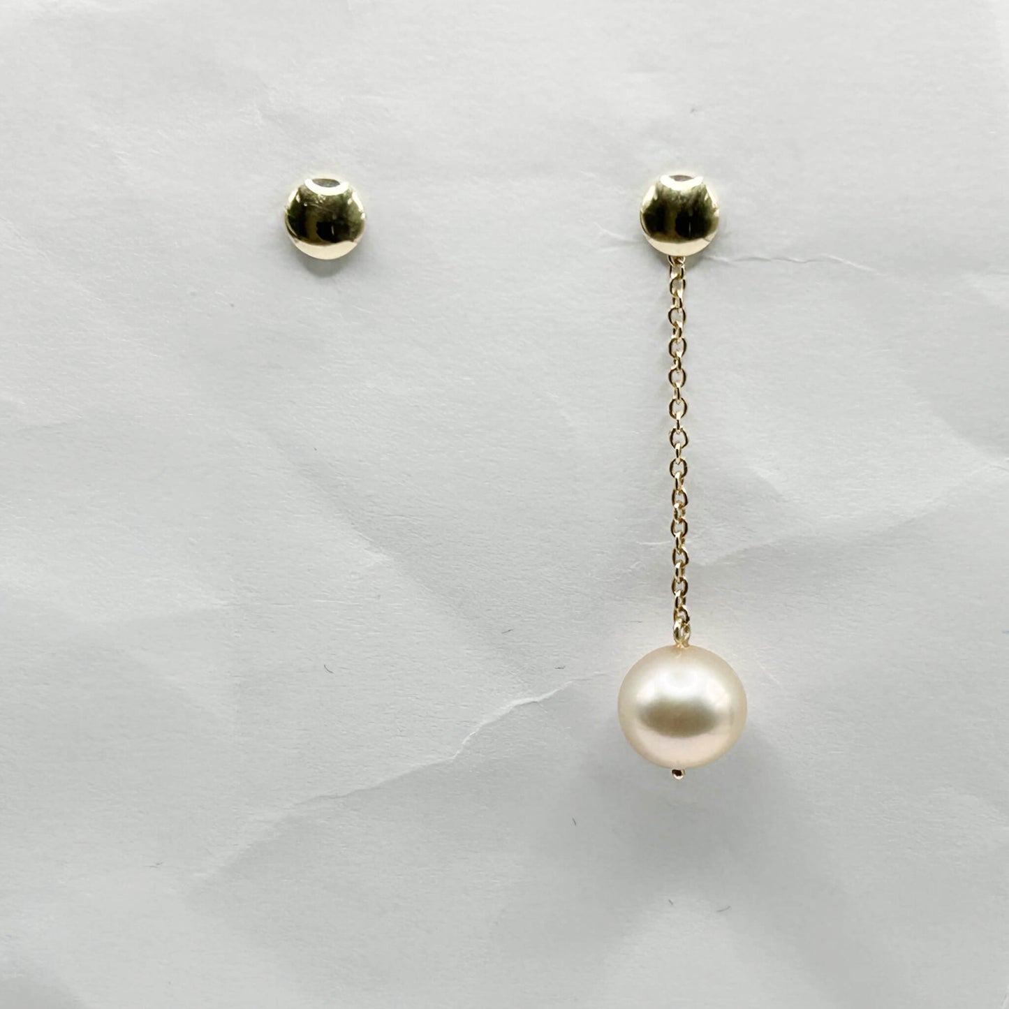 Golden Bar & Pearl Drop Earrings with Diamonds