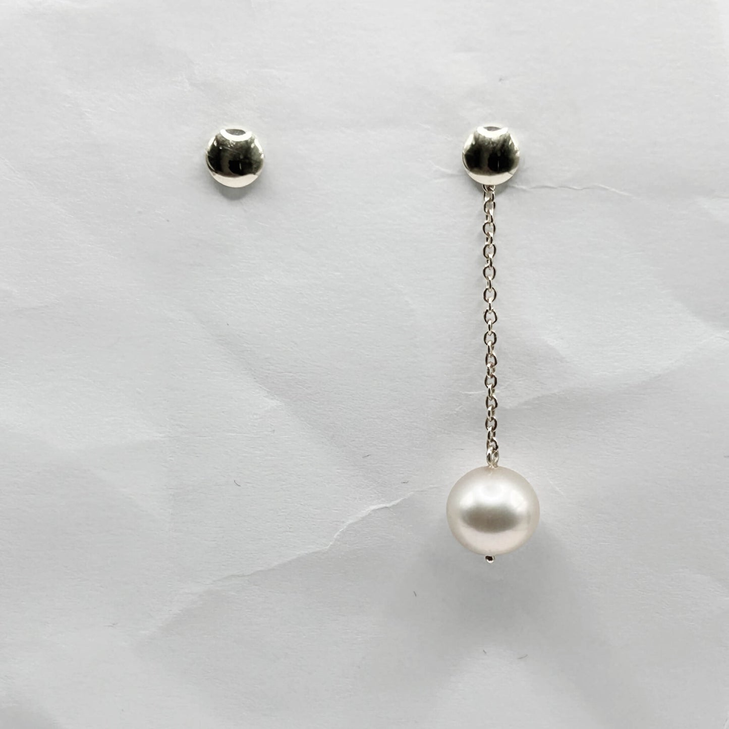 Golden Bar & Pearl Drop Earrings with Diamonds