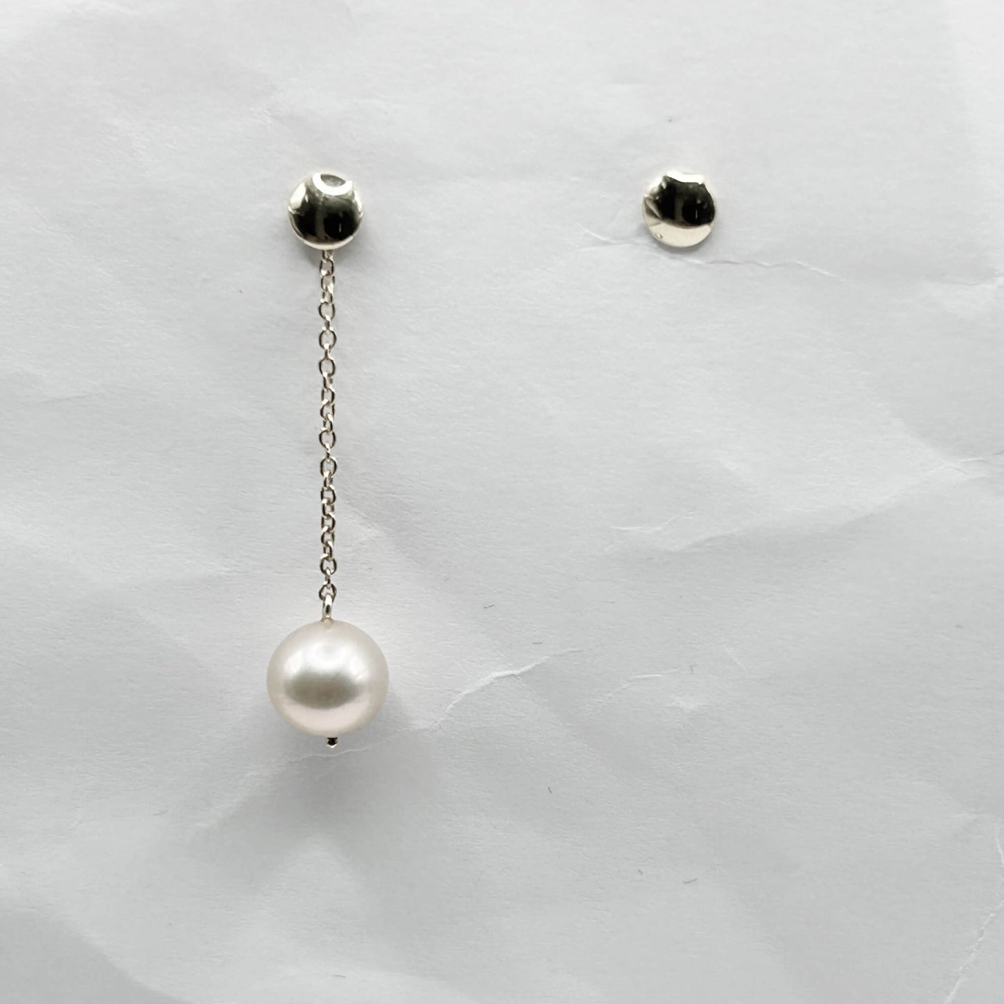 Golden Bar & Pearl Drop Earrings with Diamonds