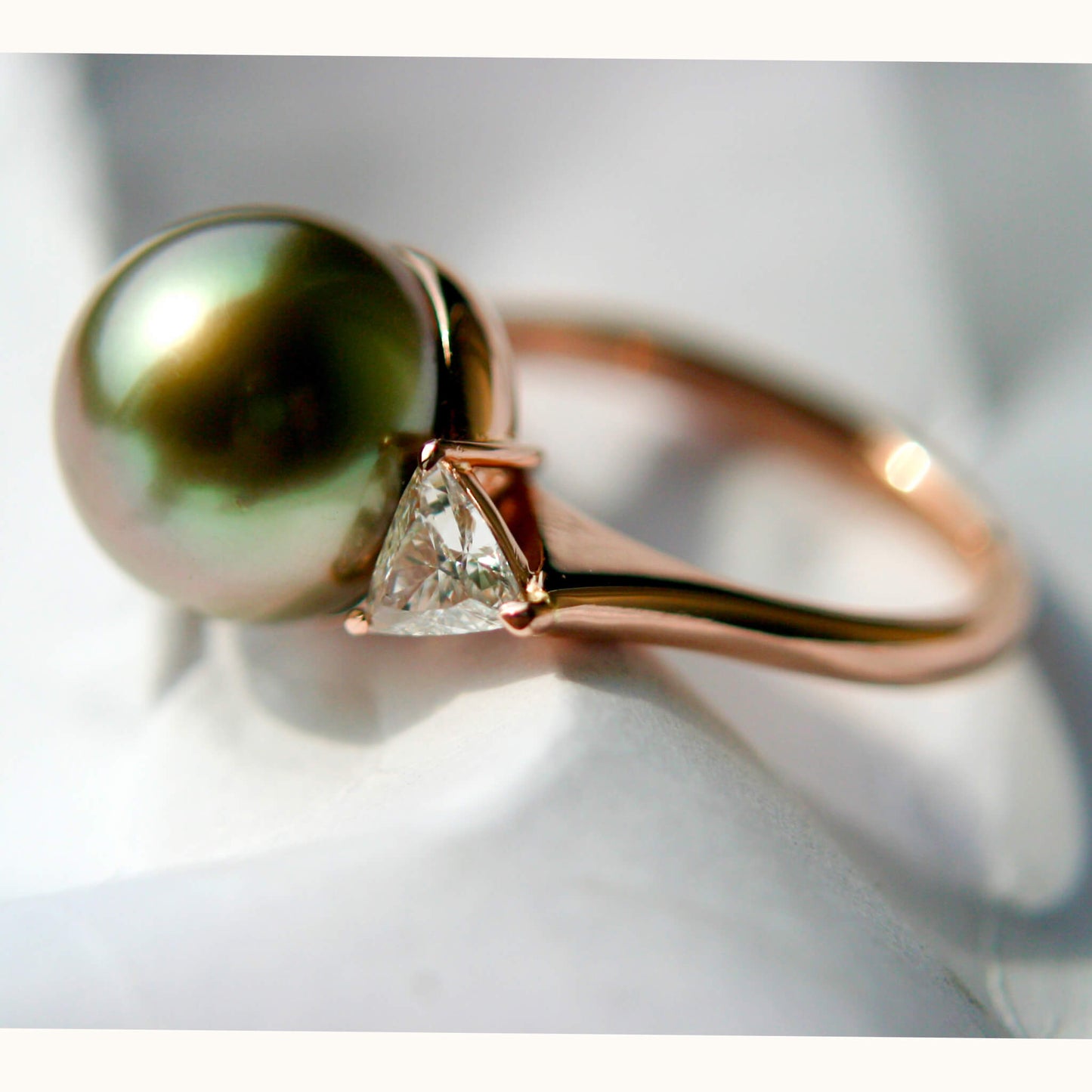 South Sea Pearl Solitaire with Trillion-Cut Diamond Shoulders