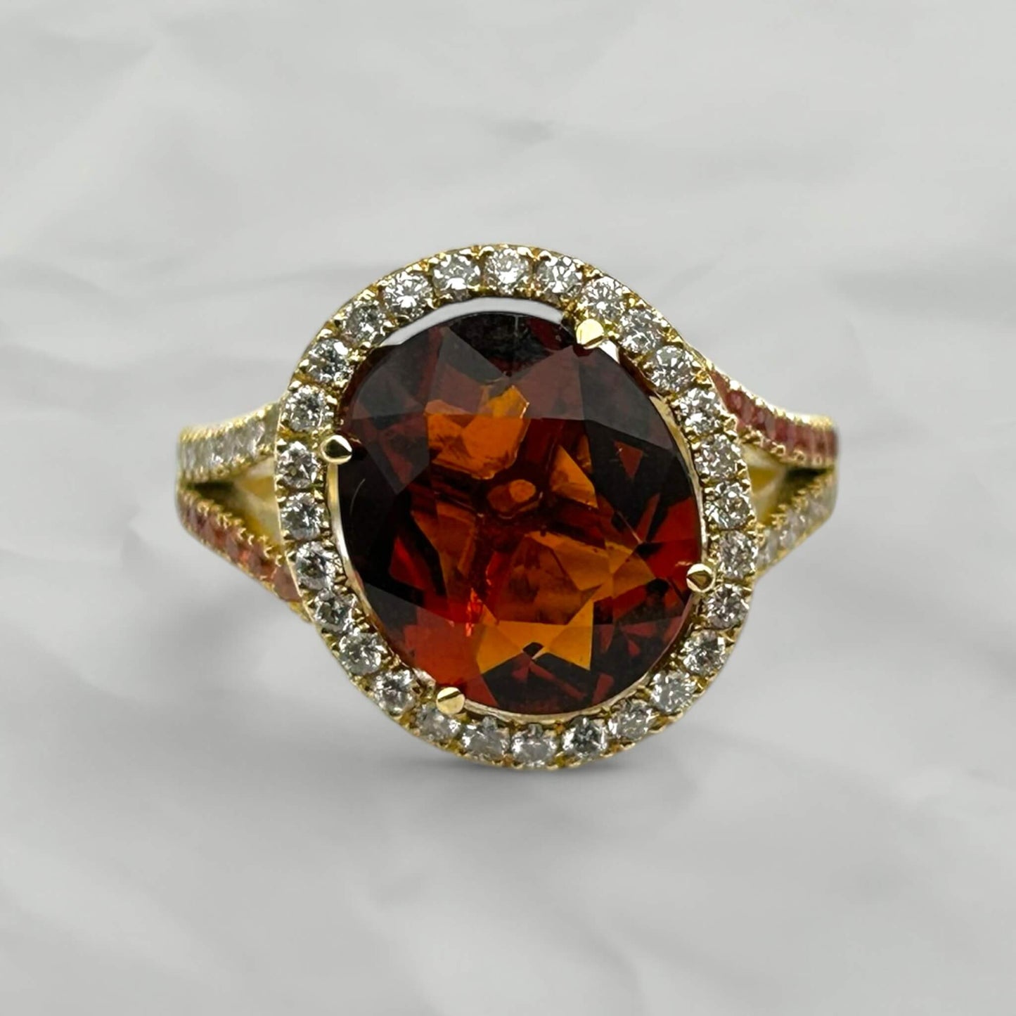 Oval Citrine Entourage Ring