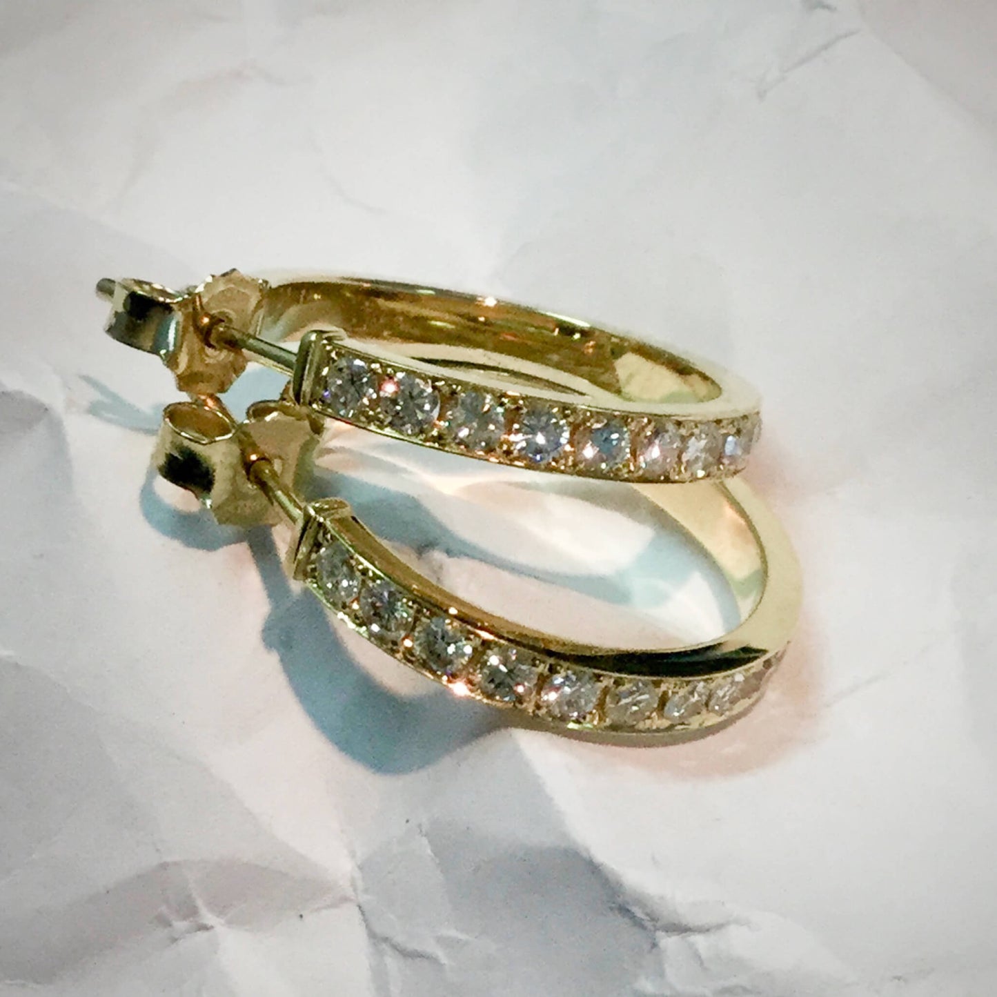 Creole Earrings with Brilliant Diamonds in Pavé Setting