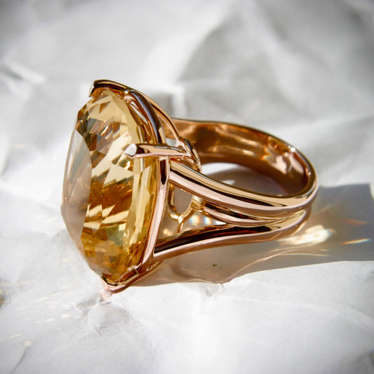 Cushion-Cut Smoky Quartz Solitaire Ring